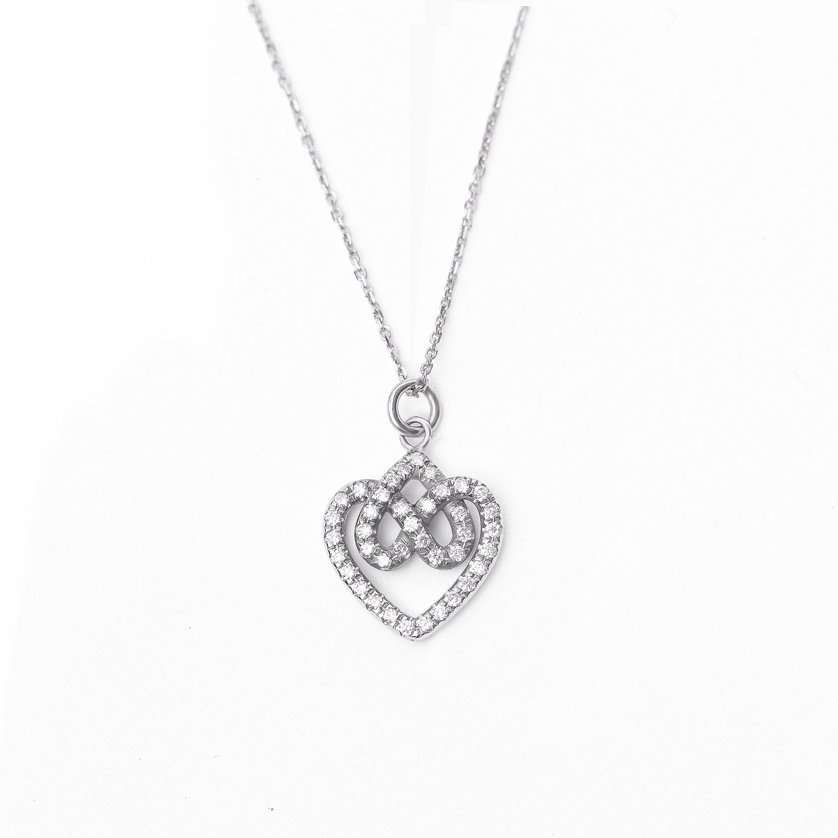 Infinity hearts lock knot dainty diamond pendant necklace - sillyshinydiamonds