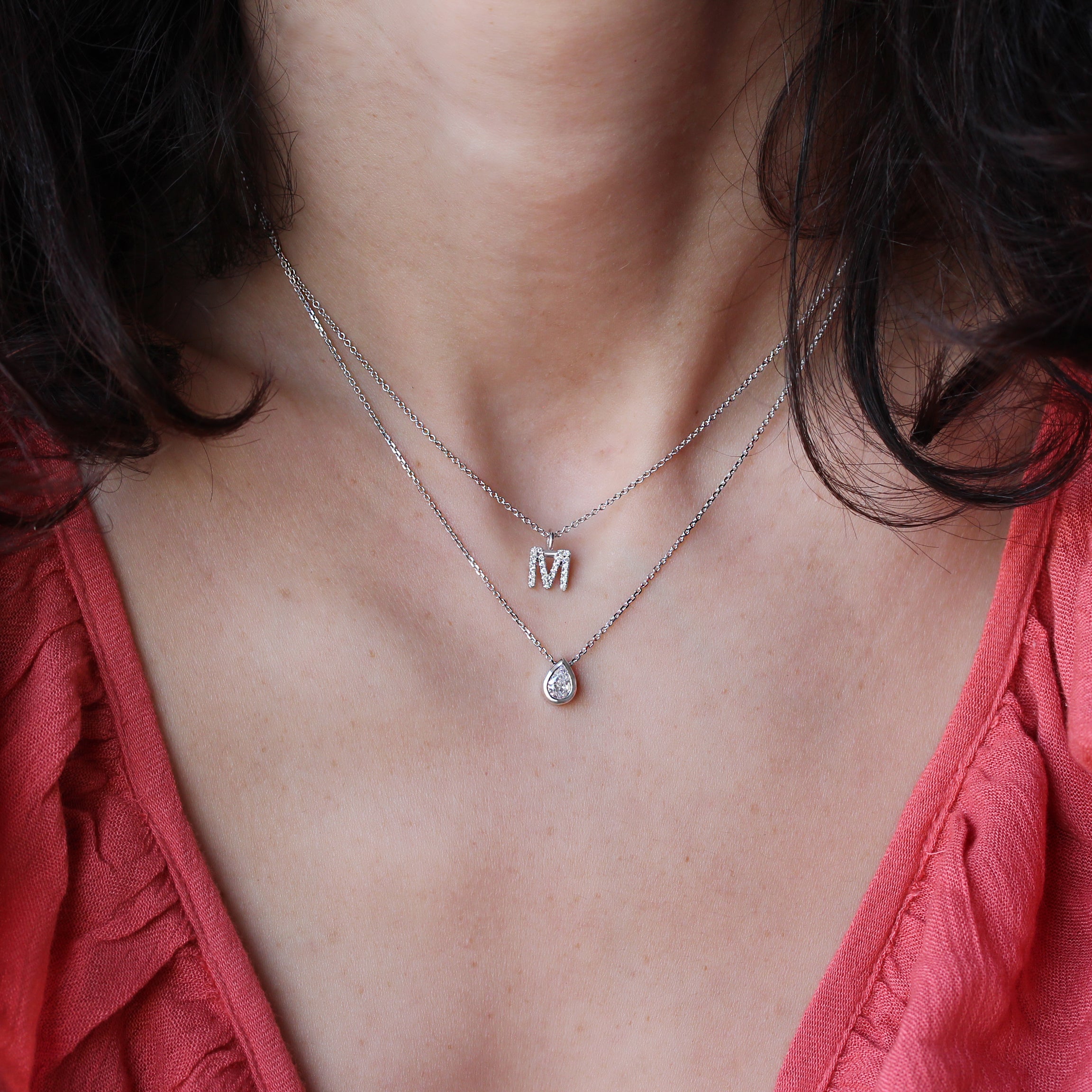 Personalized diamonds initial dainty necklace - sillyshinydiamonds