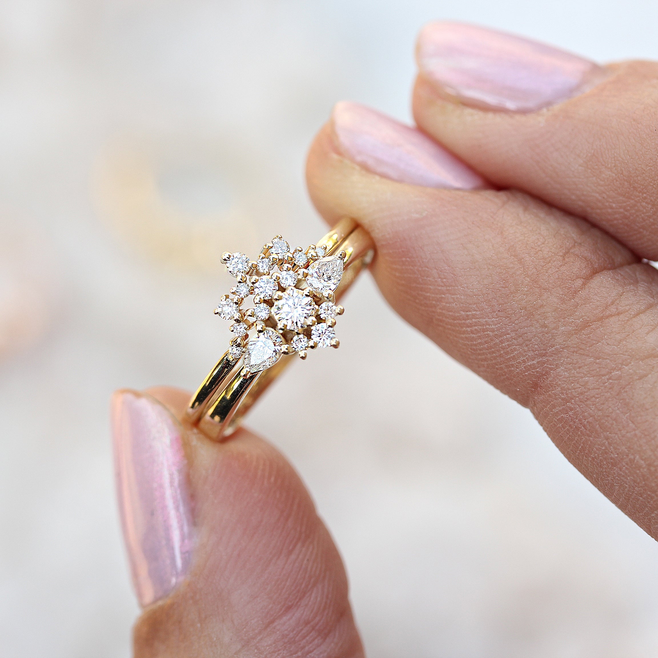 Diamond Unique Engagement Rings Set, Iris & sparktickles - sillyshinydiamonds
