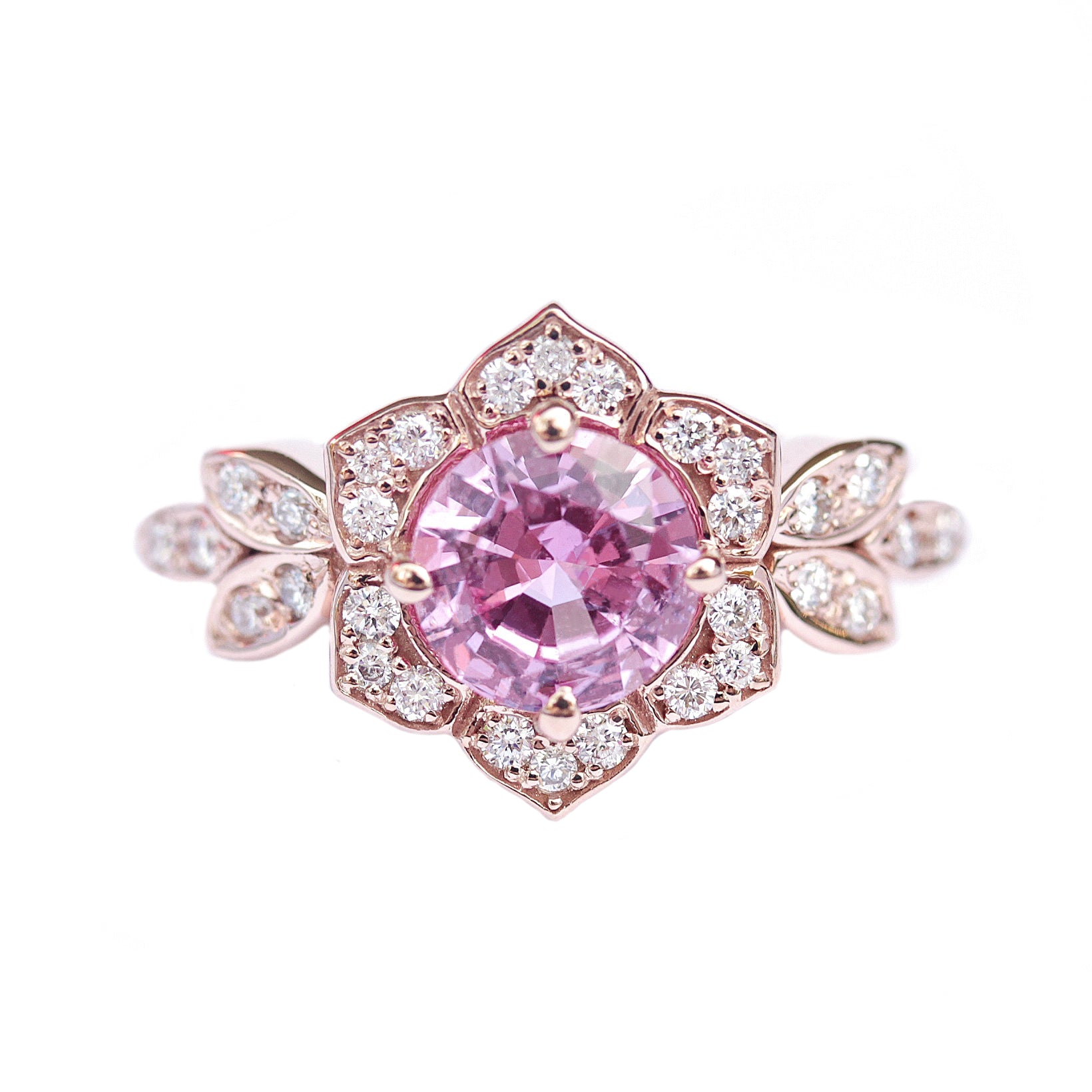 Lily Flower 1.0ct Pink Sapphire & Diamond Engagement Ring