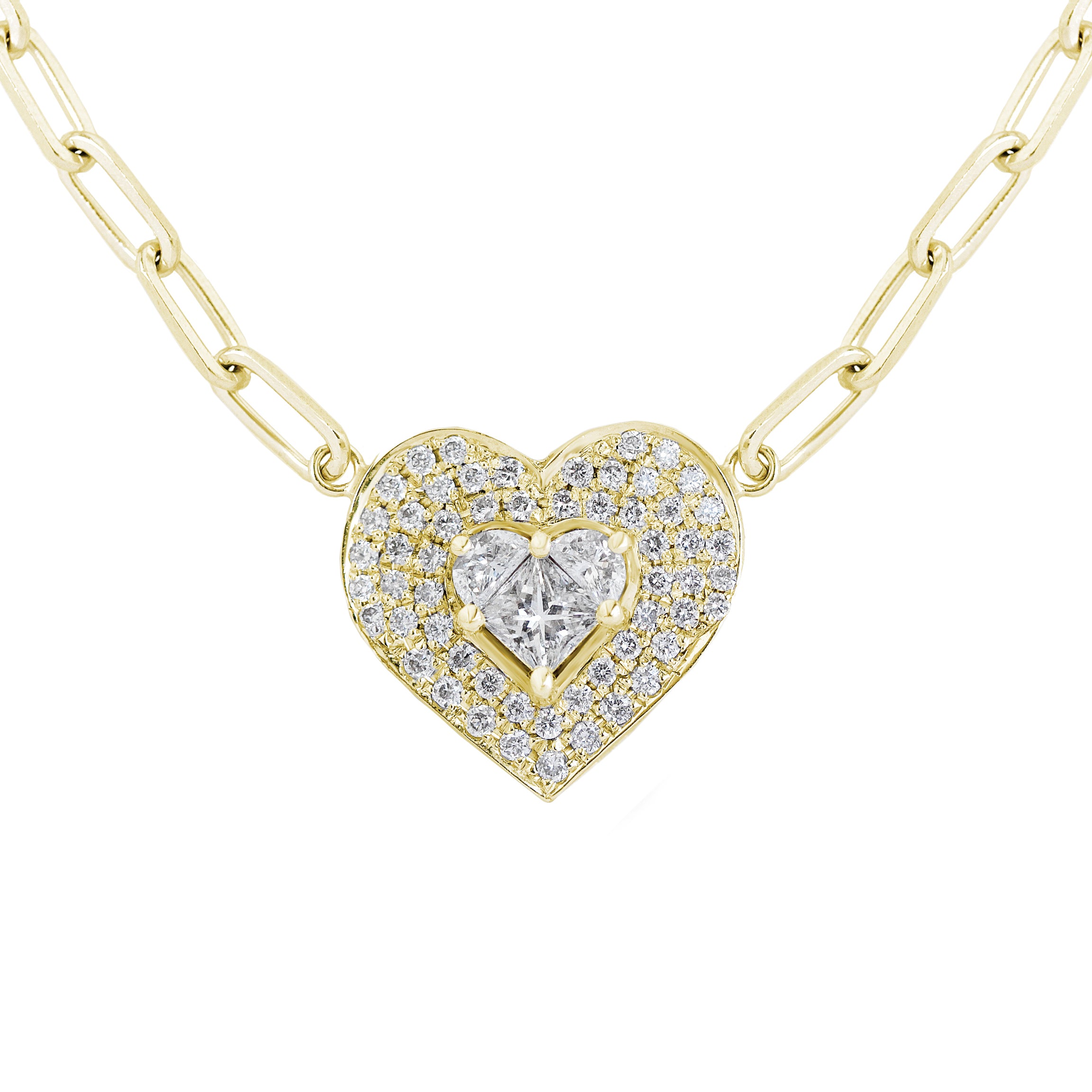Lady Heart Diamond Double Halo Necklace ♥