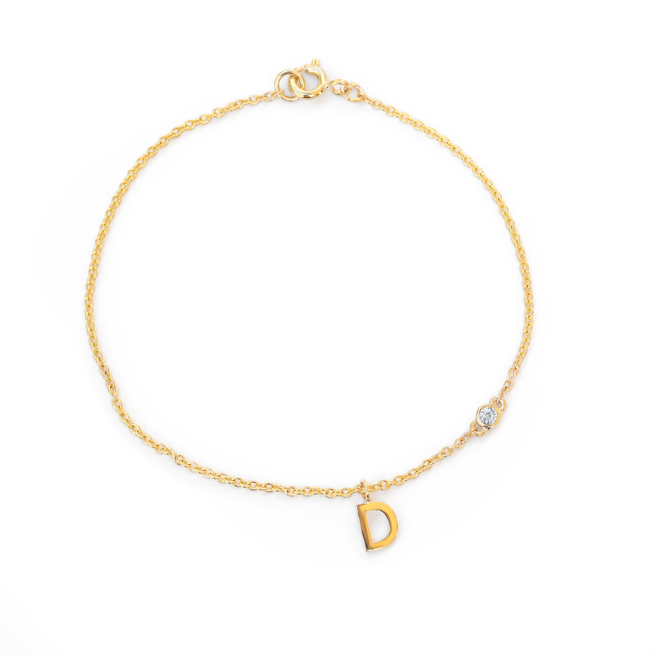 14k Solid Gold Initial Bracelet-monogram Braceletdainty 