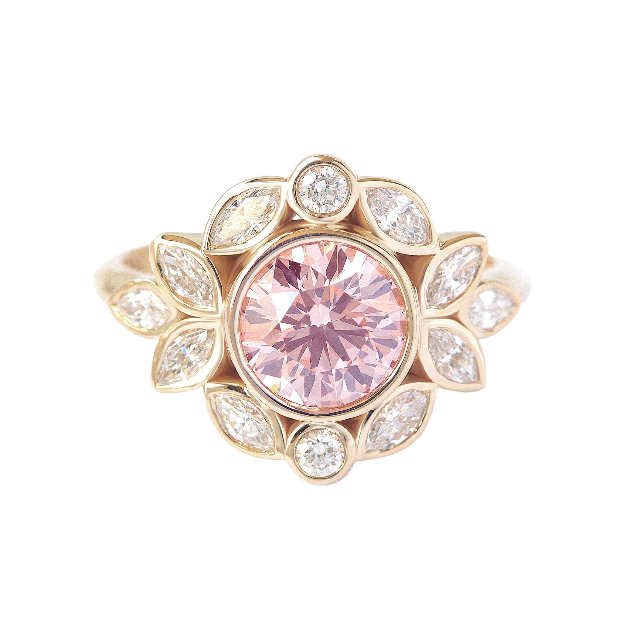 Pink Diamond Bezel Engagement Ring "Lily Emma"