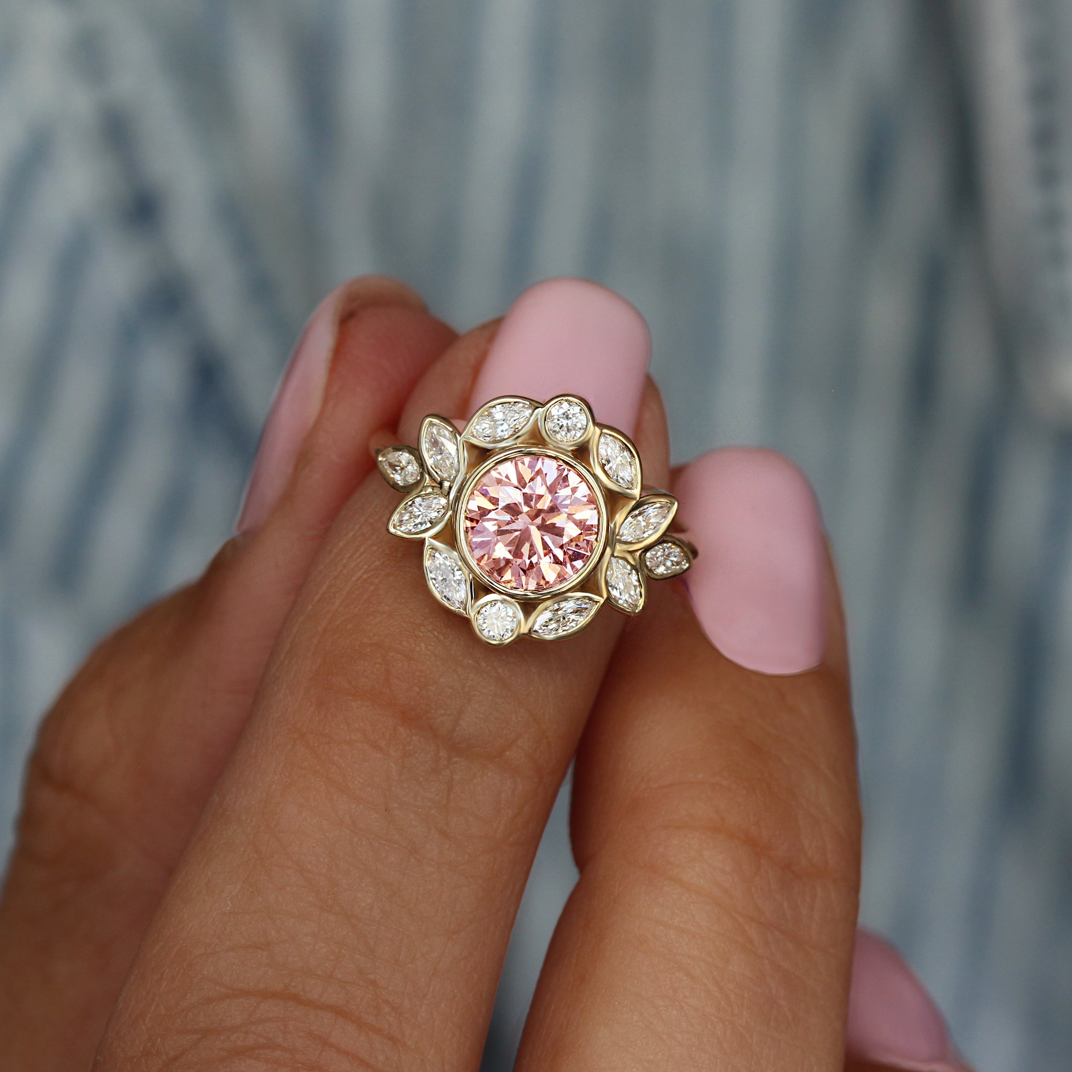 romantic pink diamond anniversary ring 