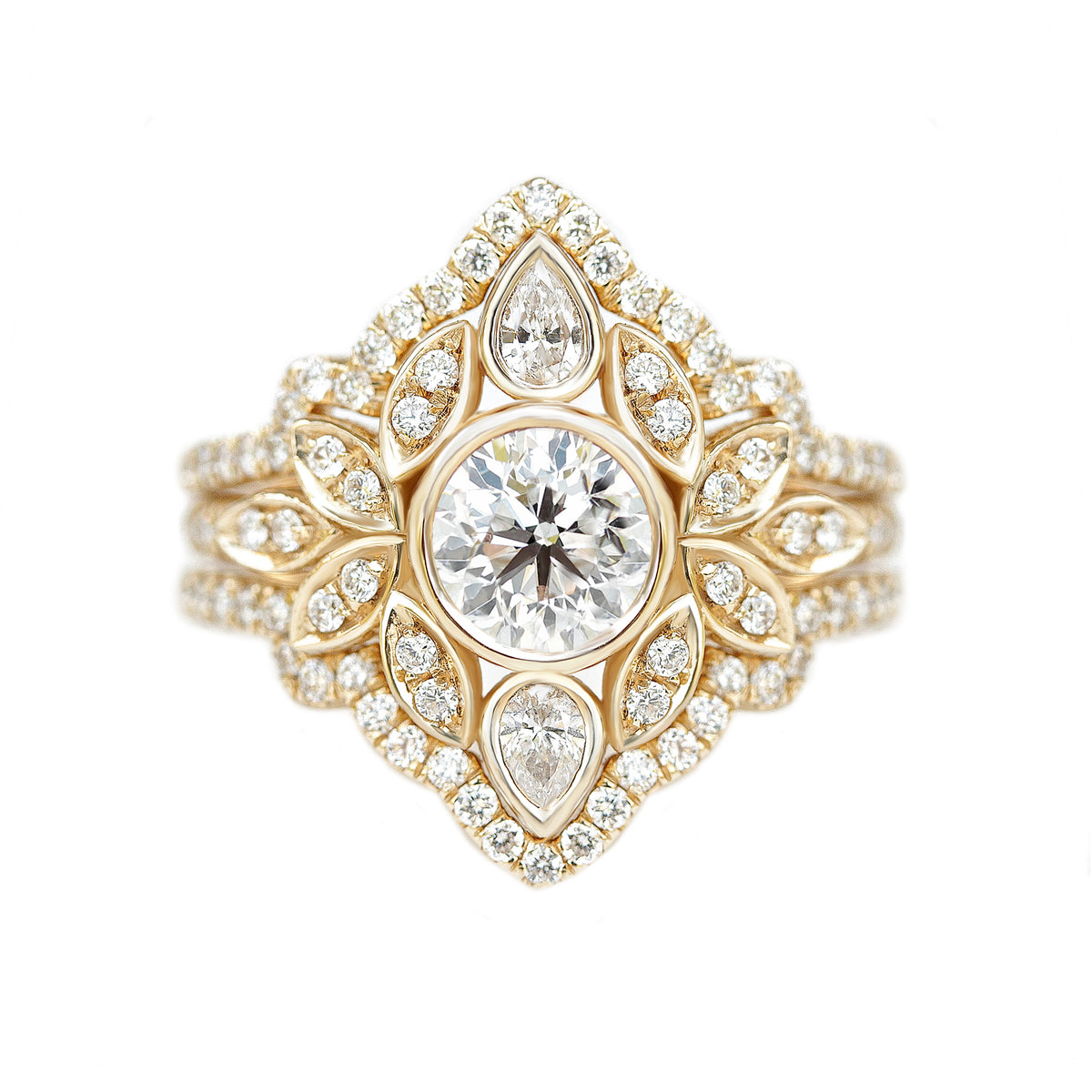 Flower Diamond Engagement Ring, Diamond Ring Guard Lily #5