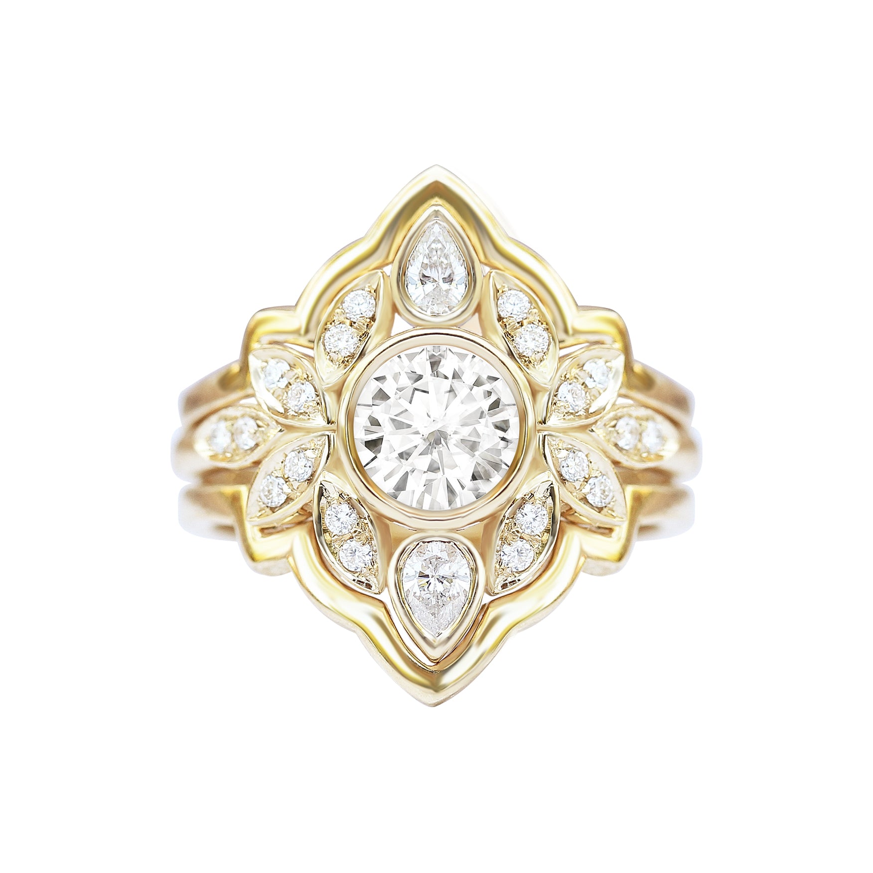 Flower Diamond Engagement Ring, Diamond Ring Guard Lily #5 ♥