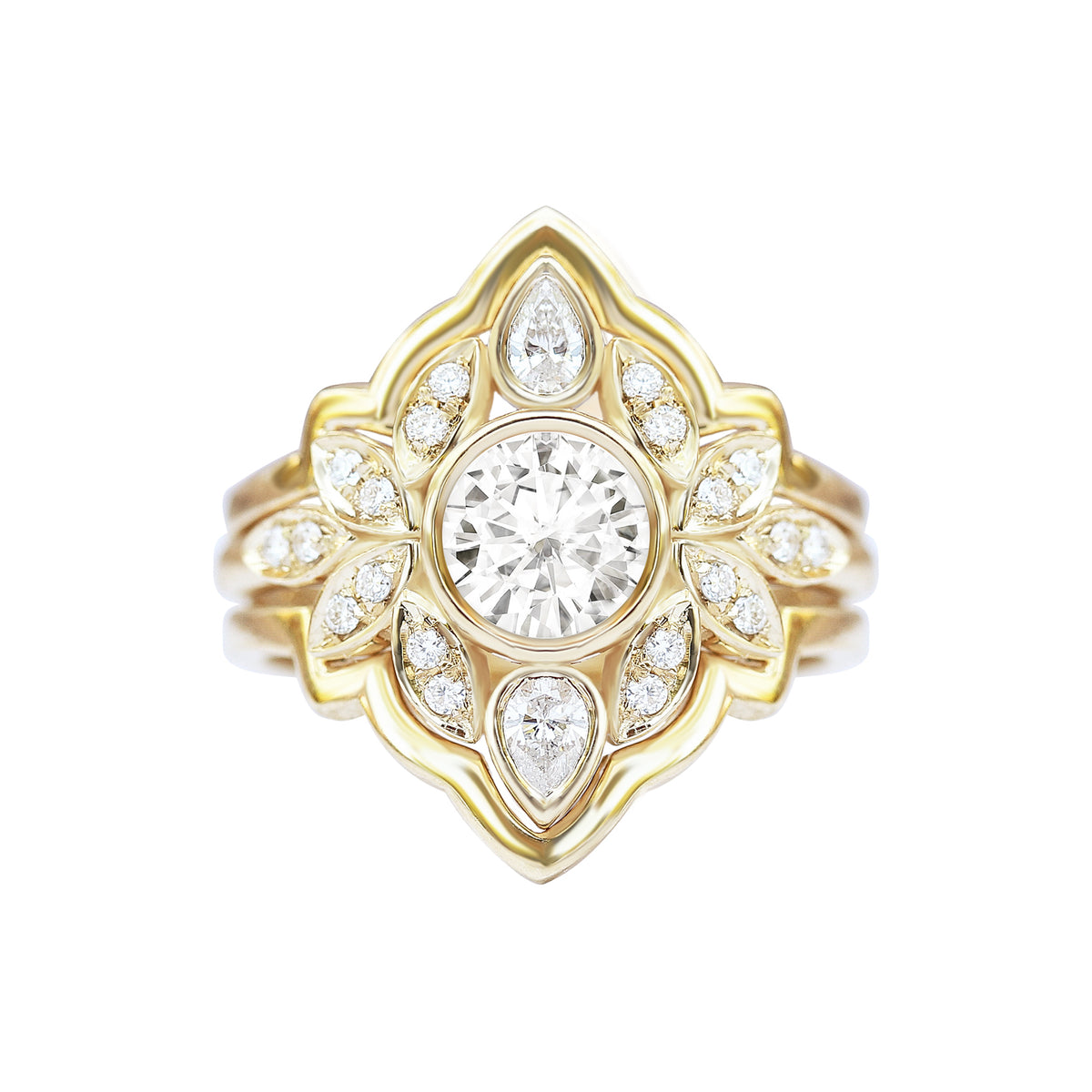 Flower Diamond Engagement Ring, Diamond Ring Guard Lily #5