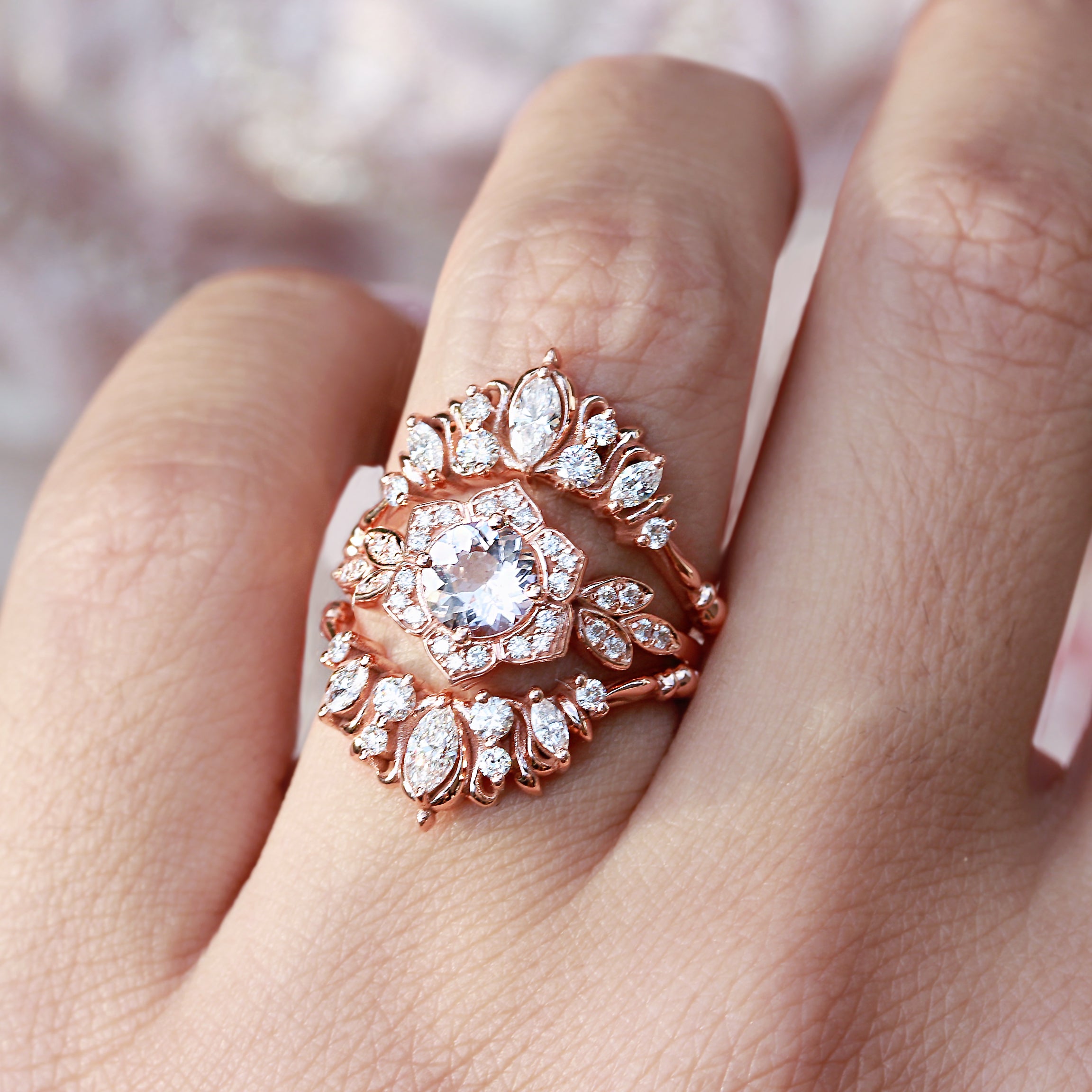 Lily Flower Morganite Engagement Ring