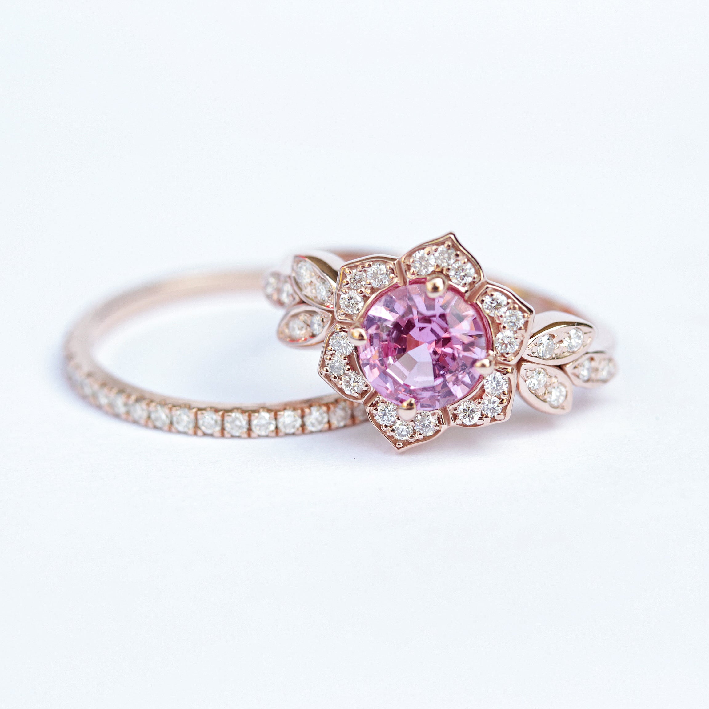 Lily Flower 1.0ct Pink Sapphire & Diamond Engagement Ring