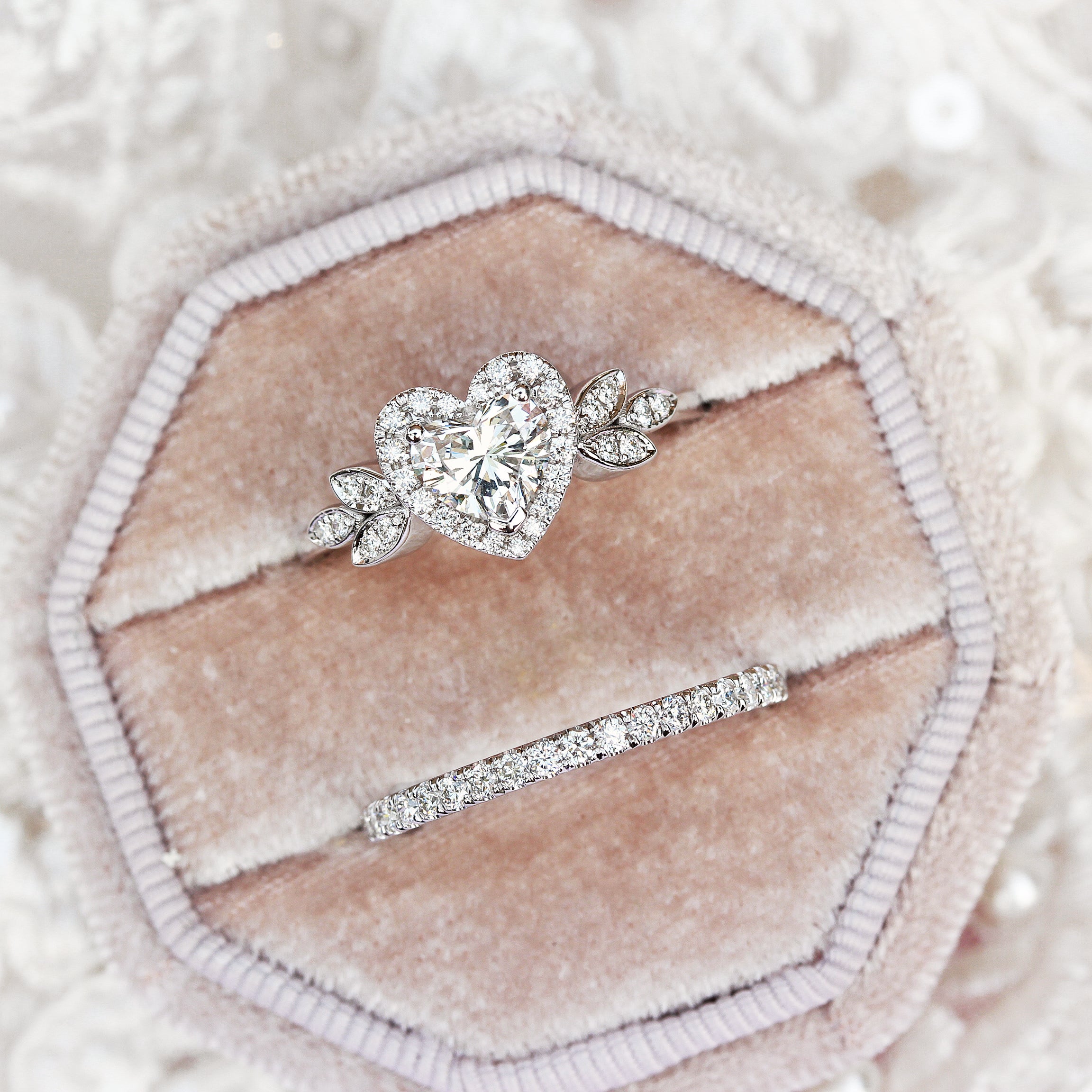 Blossom Heart Diamond Halo Unique  Engagement Ring - sillyshinydiamonds