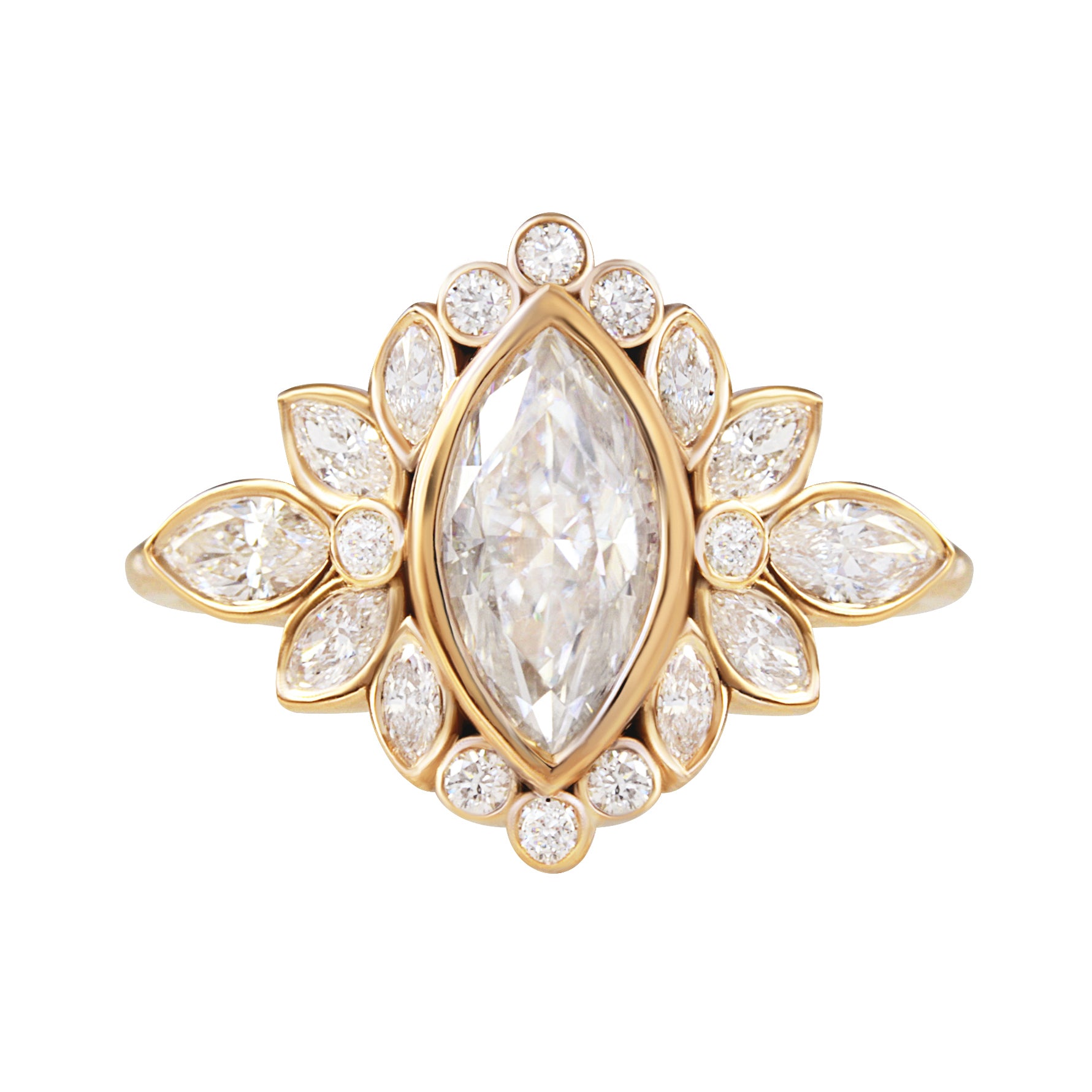 marquise diamond flower engagement ring