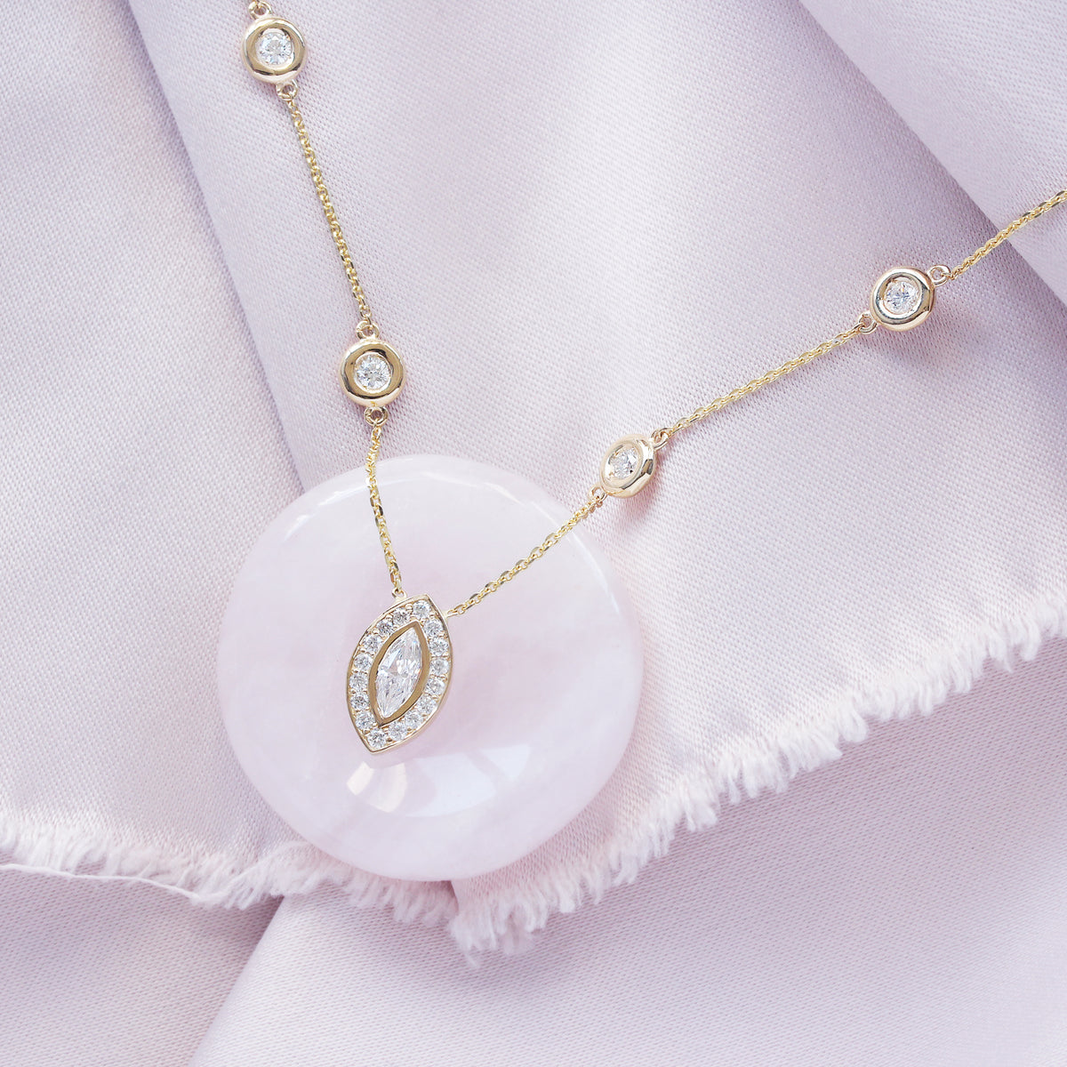 Marquise Diamond Halo Pendant Necklace