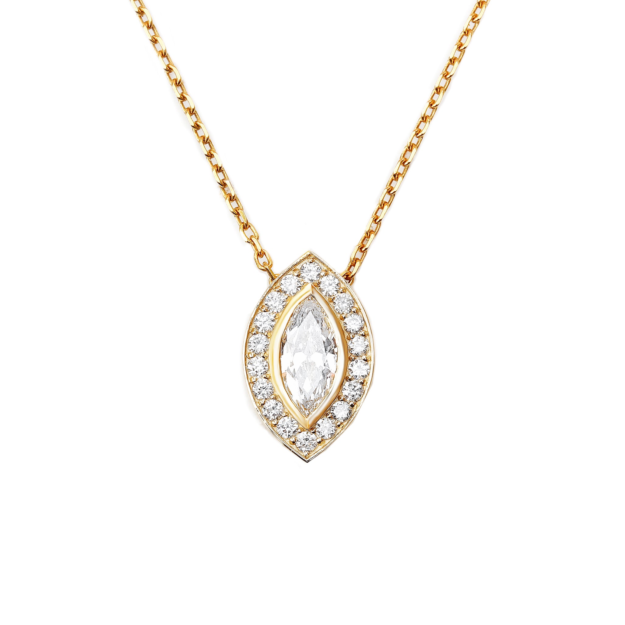 Marquise Diamond Halo Pendant Necklace ♥