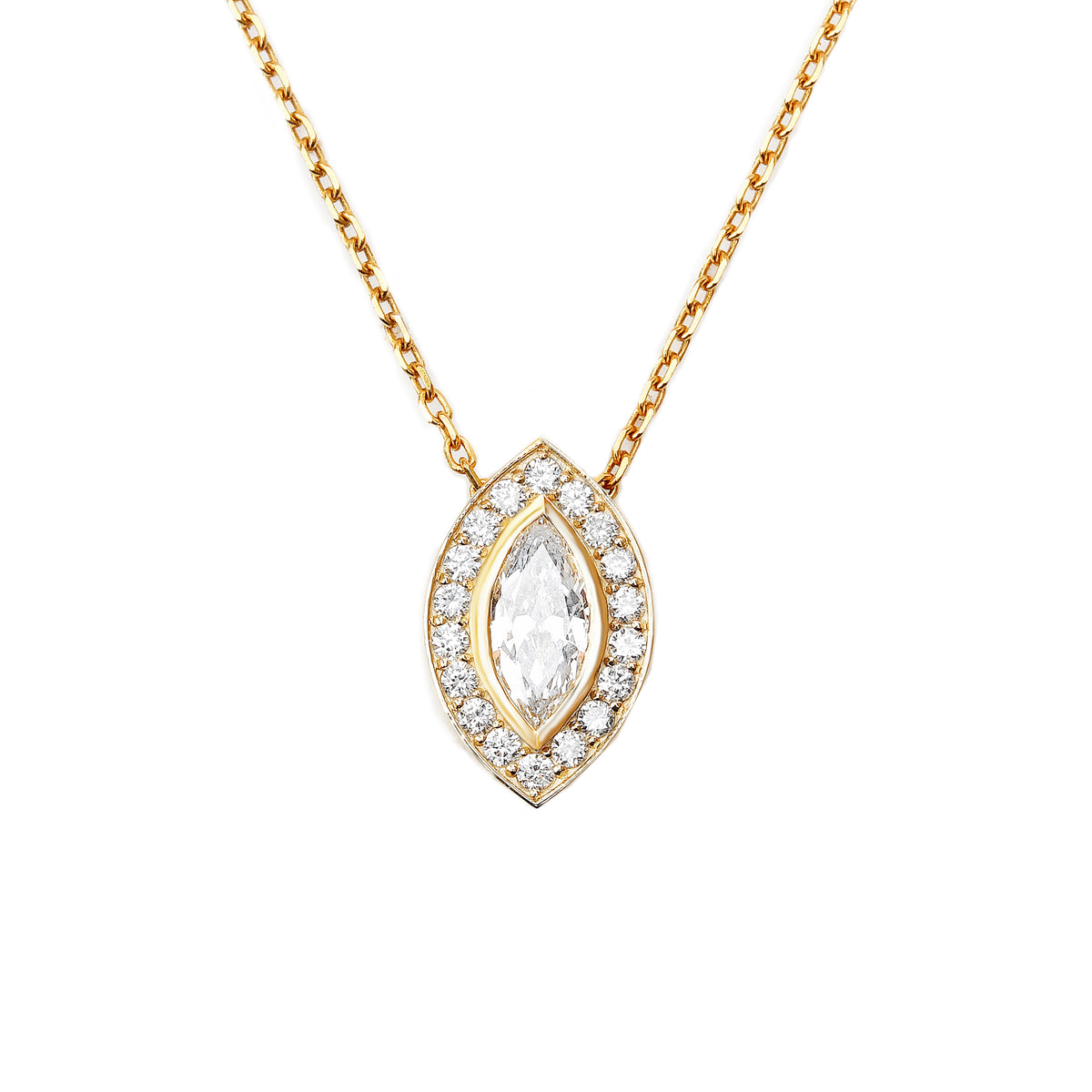 Marquise Diamond Halo Pendant Necklace