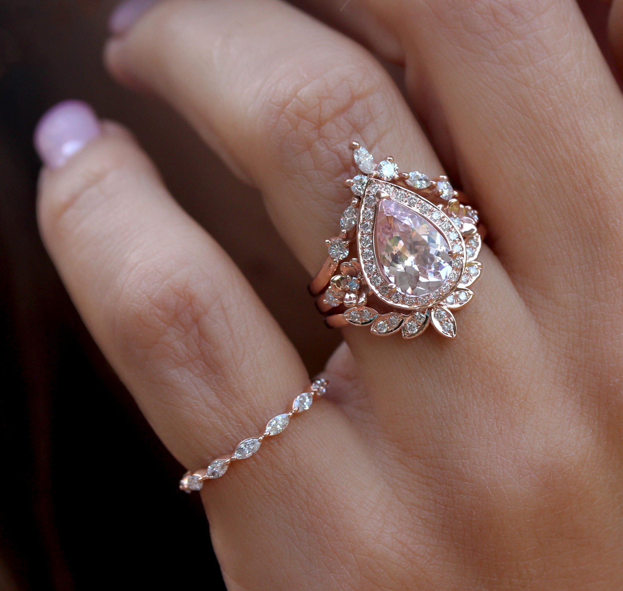 Delicate Marquise Diamond Eternity Ring - 14K, Rose Gold, READY TO SHI |  sillyshinydiamonds
