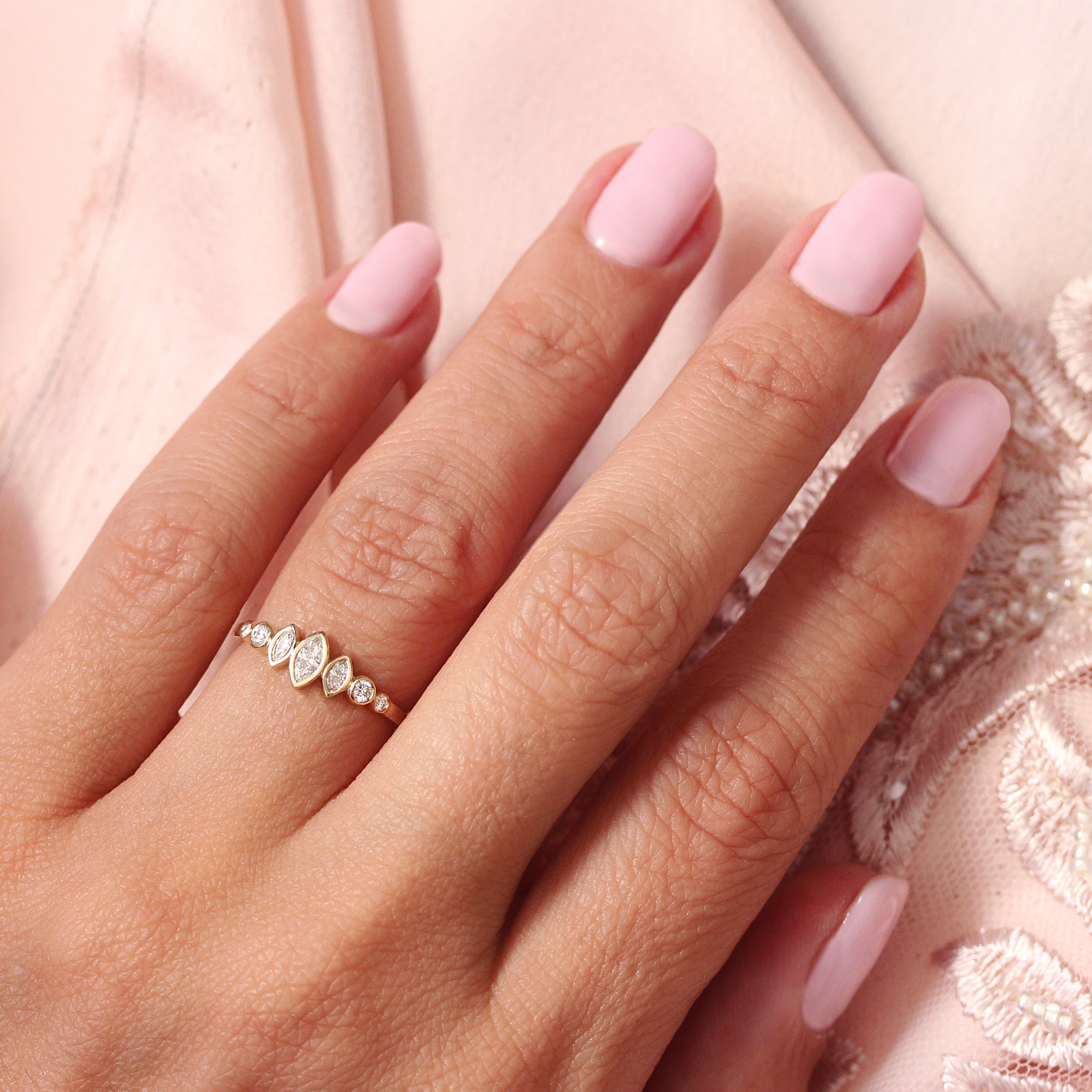 marquise diamond bezel set ring