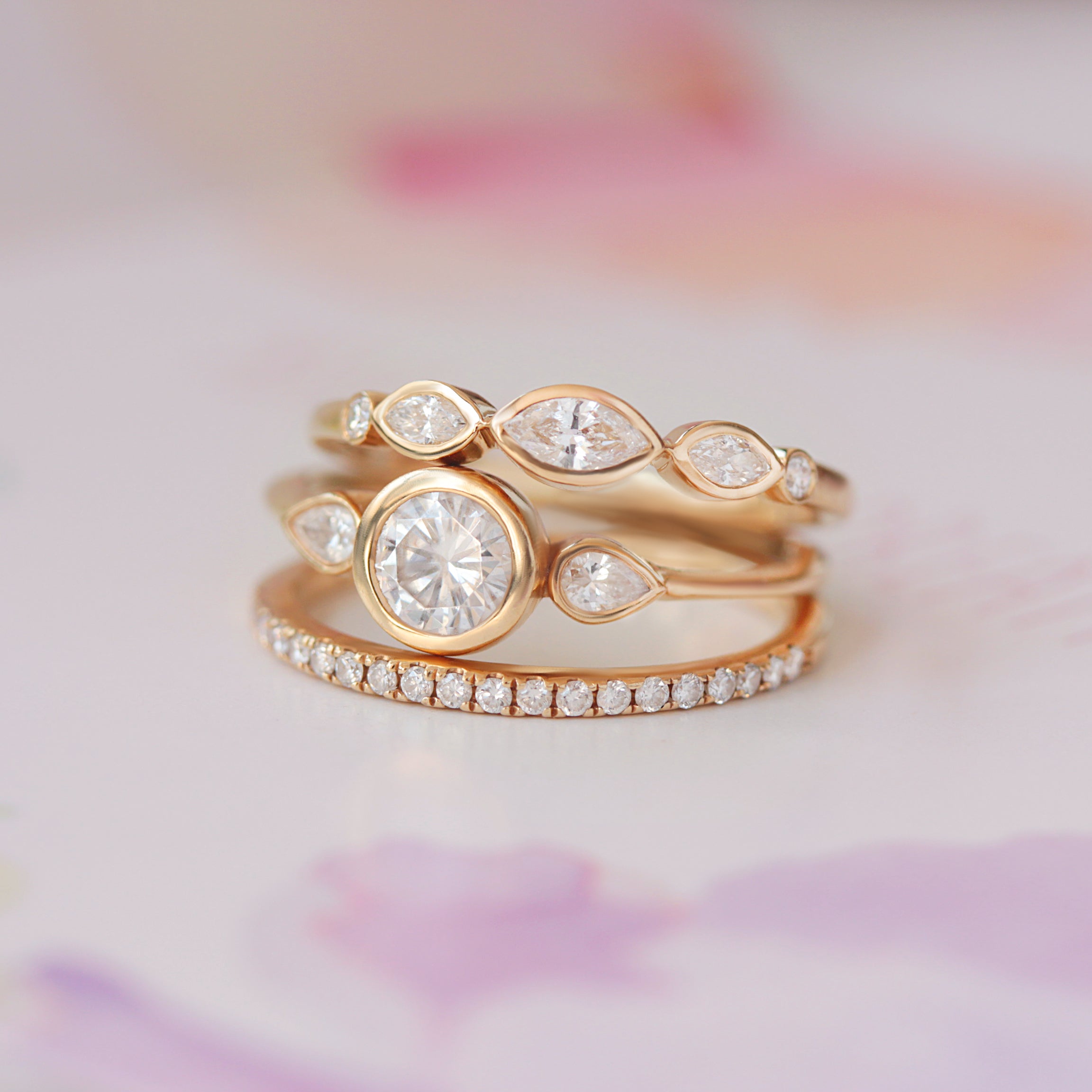 marquise diamond bezel setting anniversary ring 