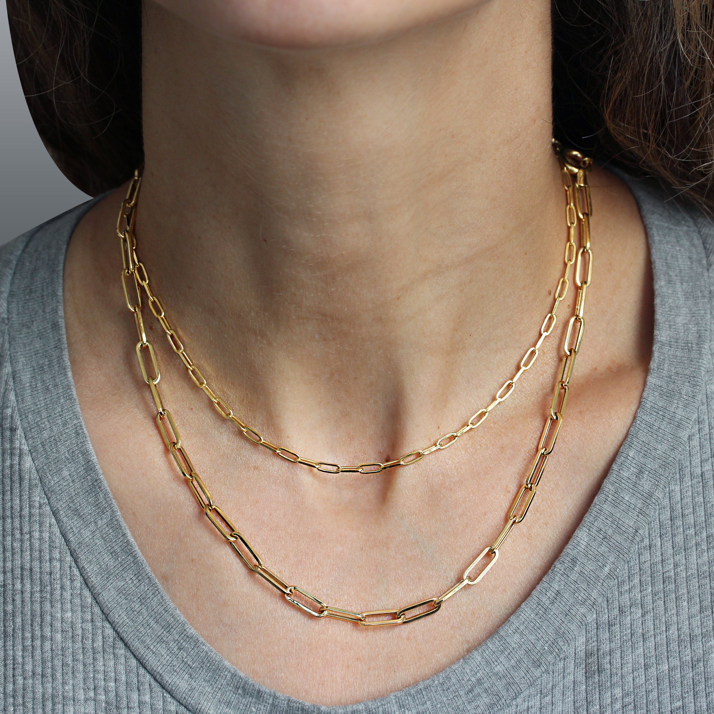 Large Paperclip Chain Necklace in Yellow, Rose or White Gold