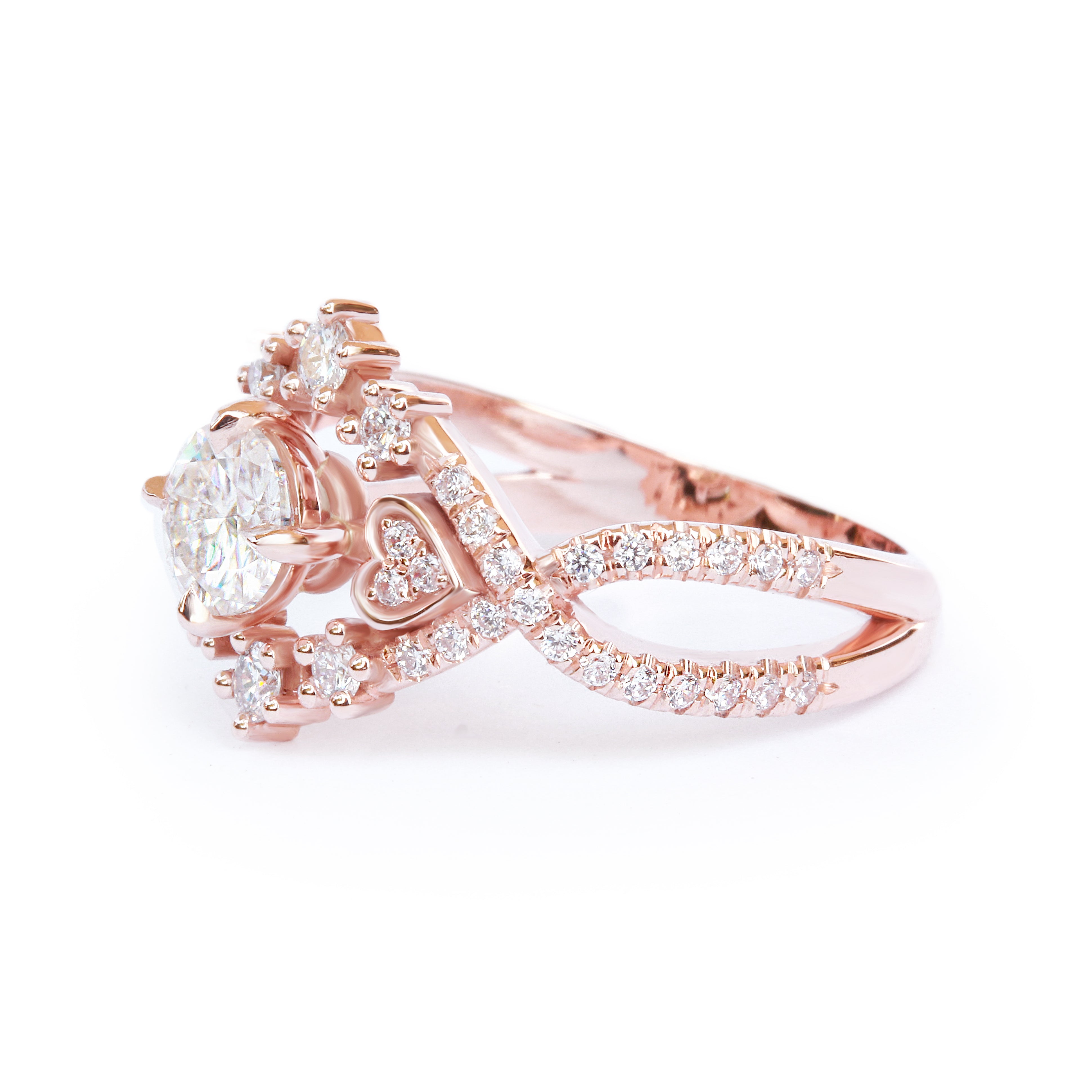 Starts & Hearts Unique Diamond Halo Engagement, Bridal Rings Set  "Destiny" & "Hermes" ♥