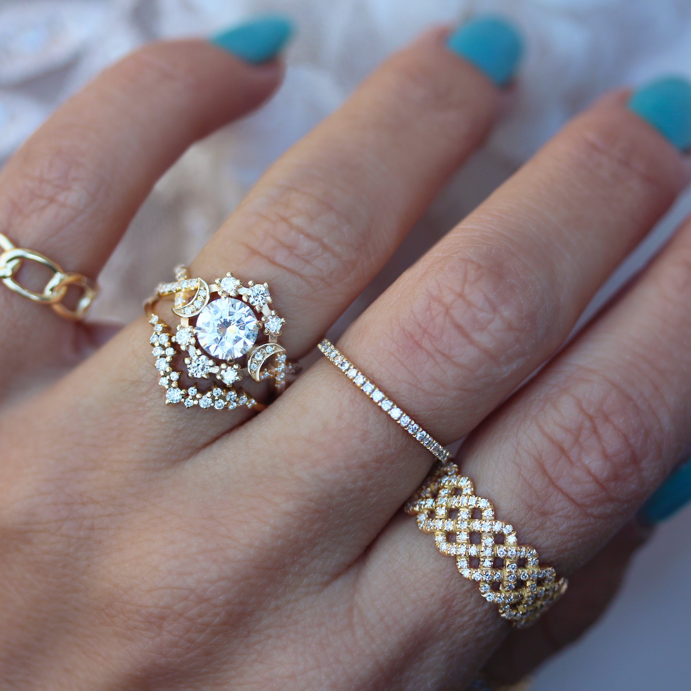 Princess Cut Lab Grown Diamond Wide Band Engagement Ring | Barkev's