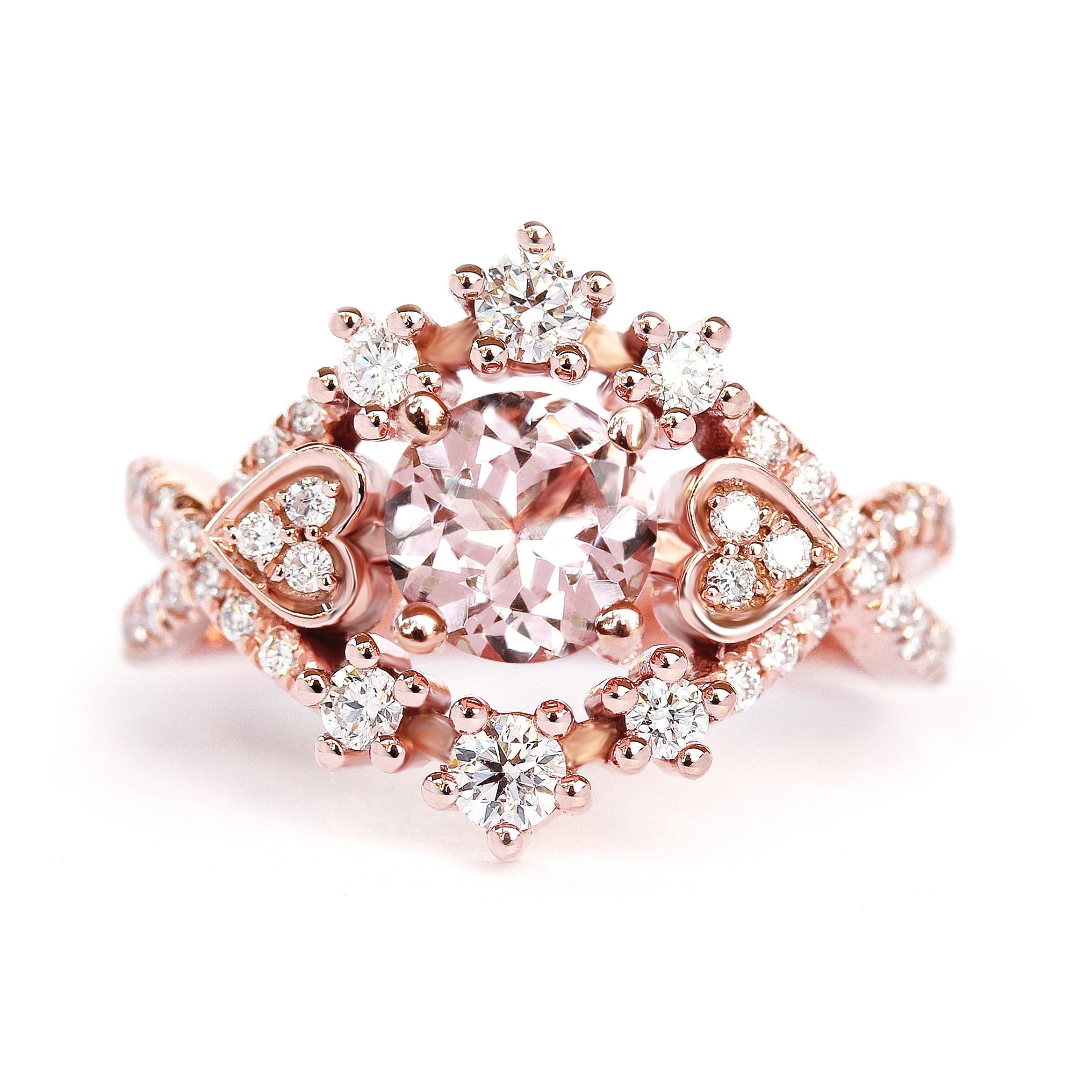 morganite and diamond celestial sweet diamond ring rose gold Destiny
