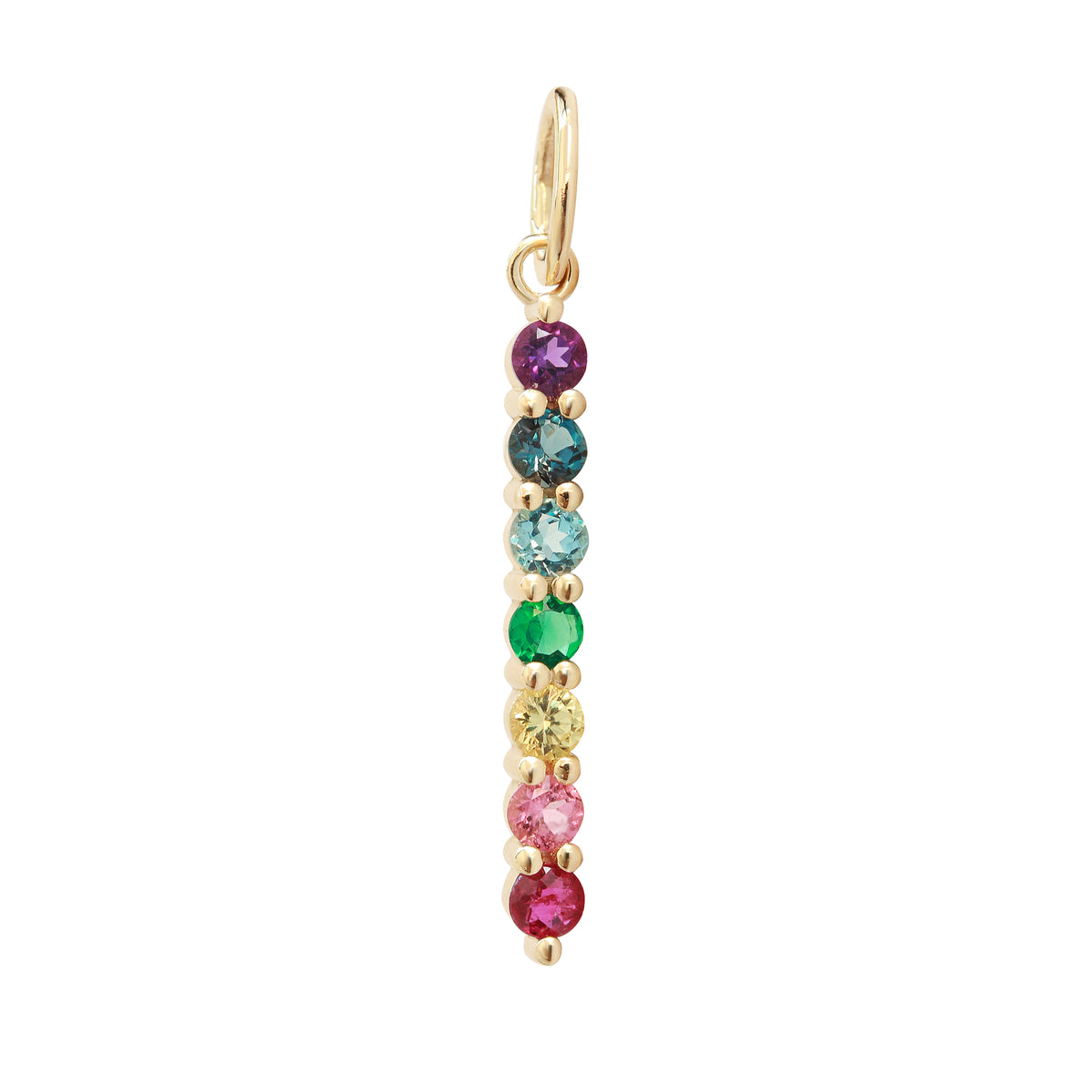 rainbow baby pendant 14K yellow gold gemstones mix 