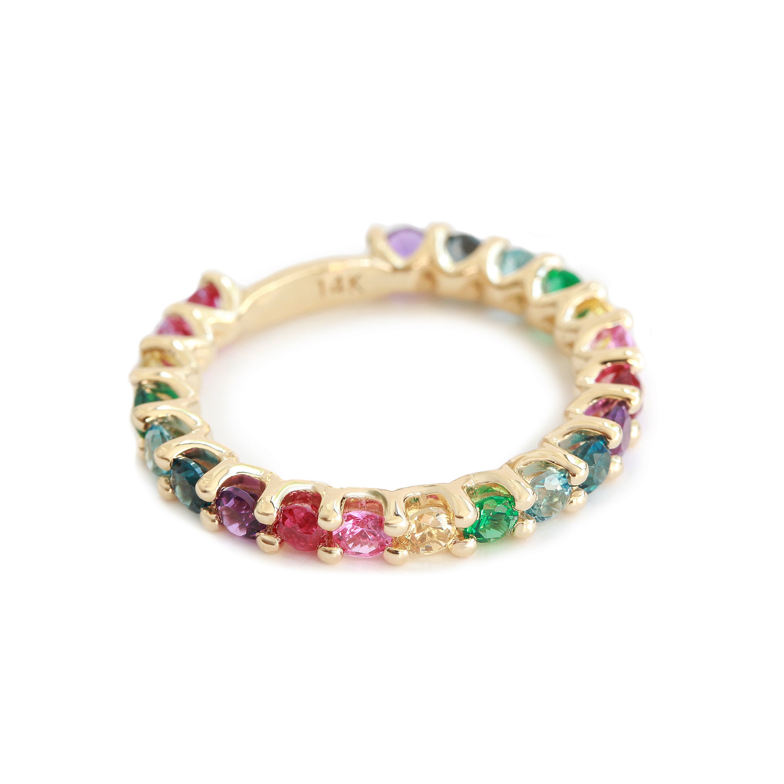 Multicolored Gemstone Unique Rainbow Ring