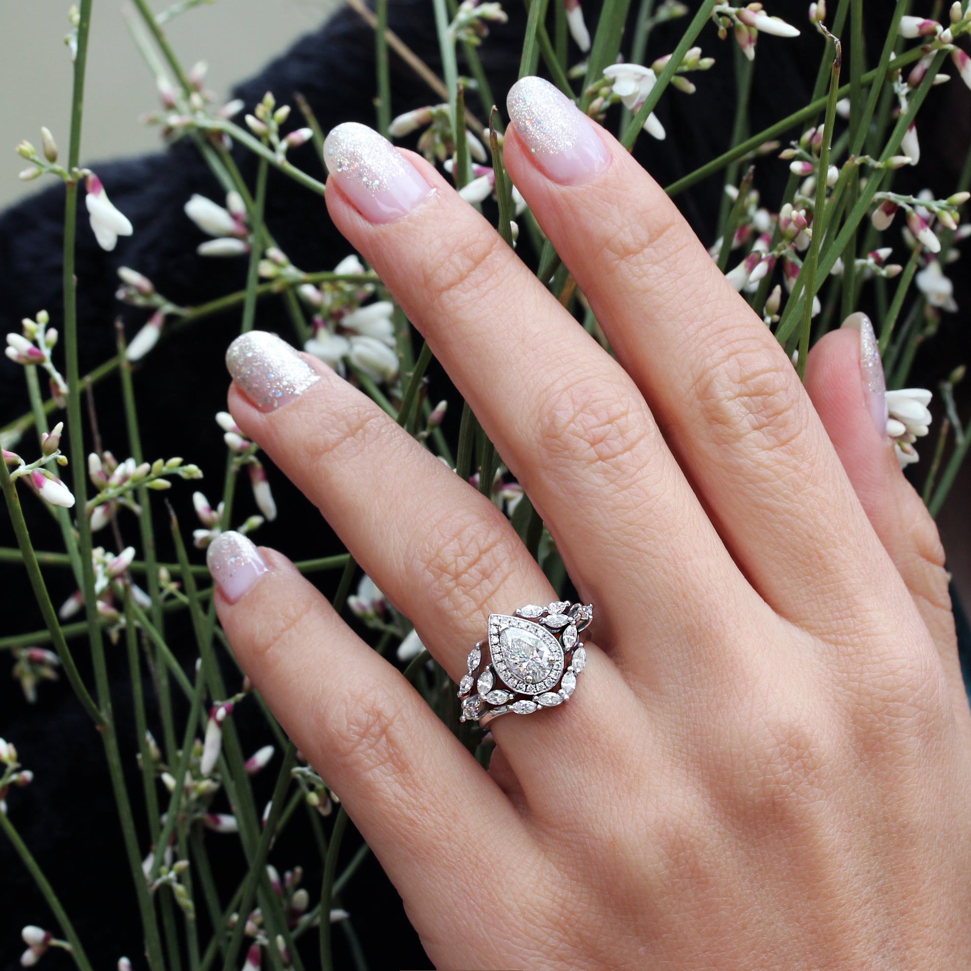 Diamond Chevron V Wedding Ring - Muse Nesting Ring ♥