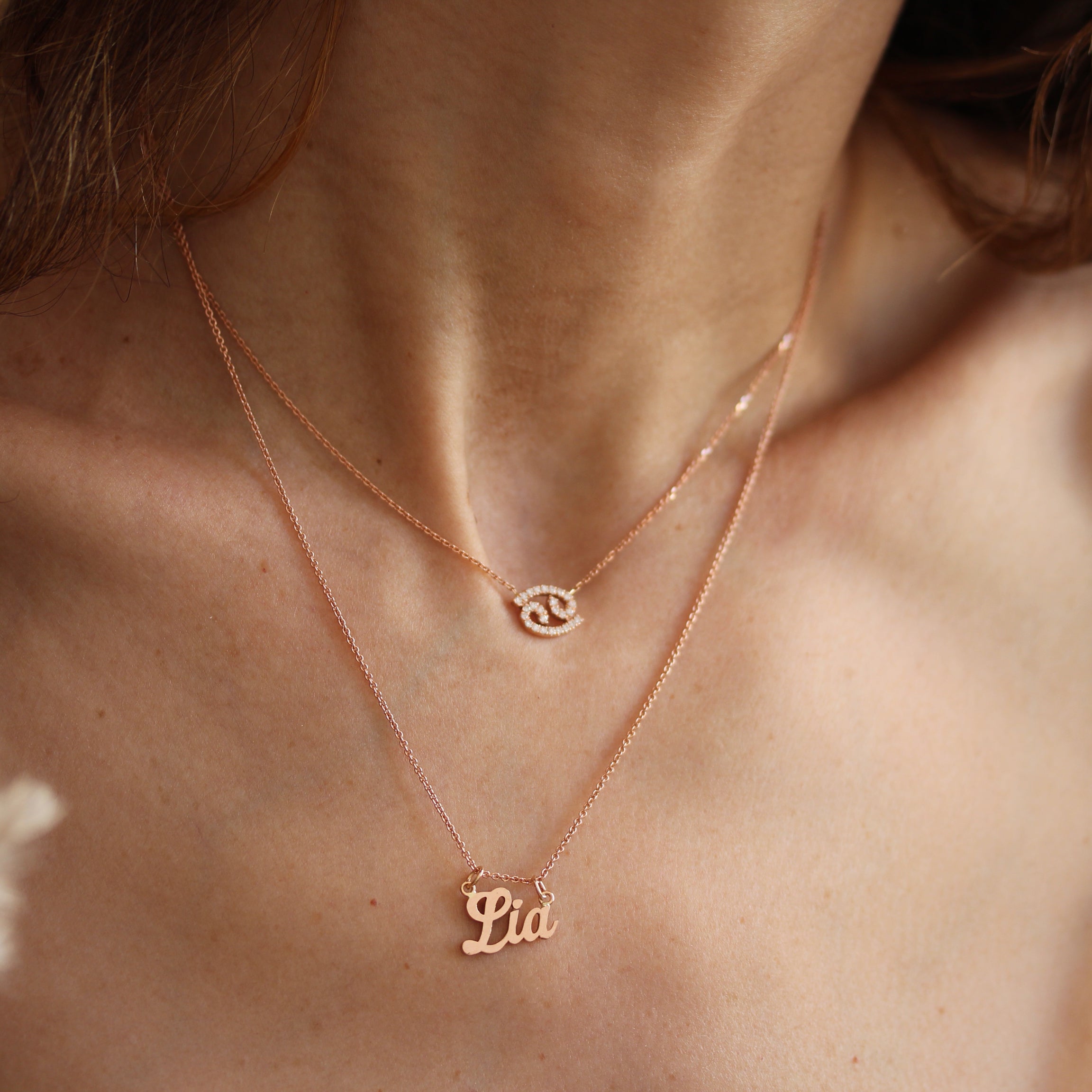 Cancer Zodiac Sign Diamond Necklace – Popular J