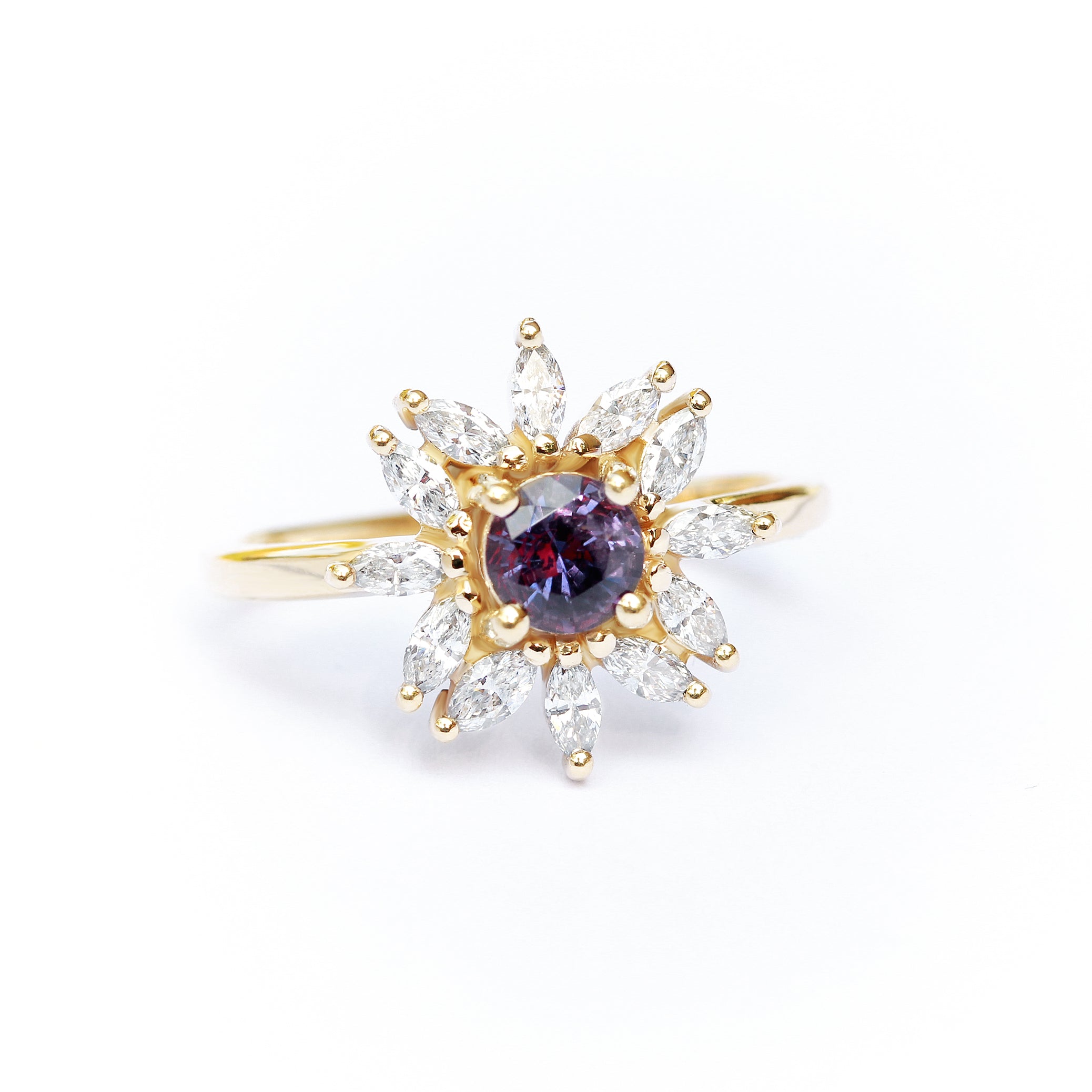 Unique Round lavender sapphire engagement ring, Odyssey