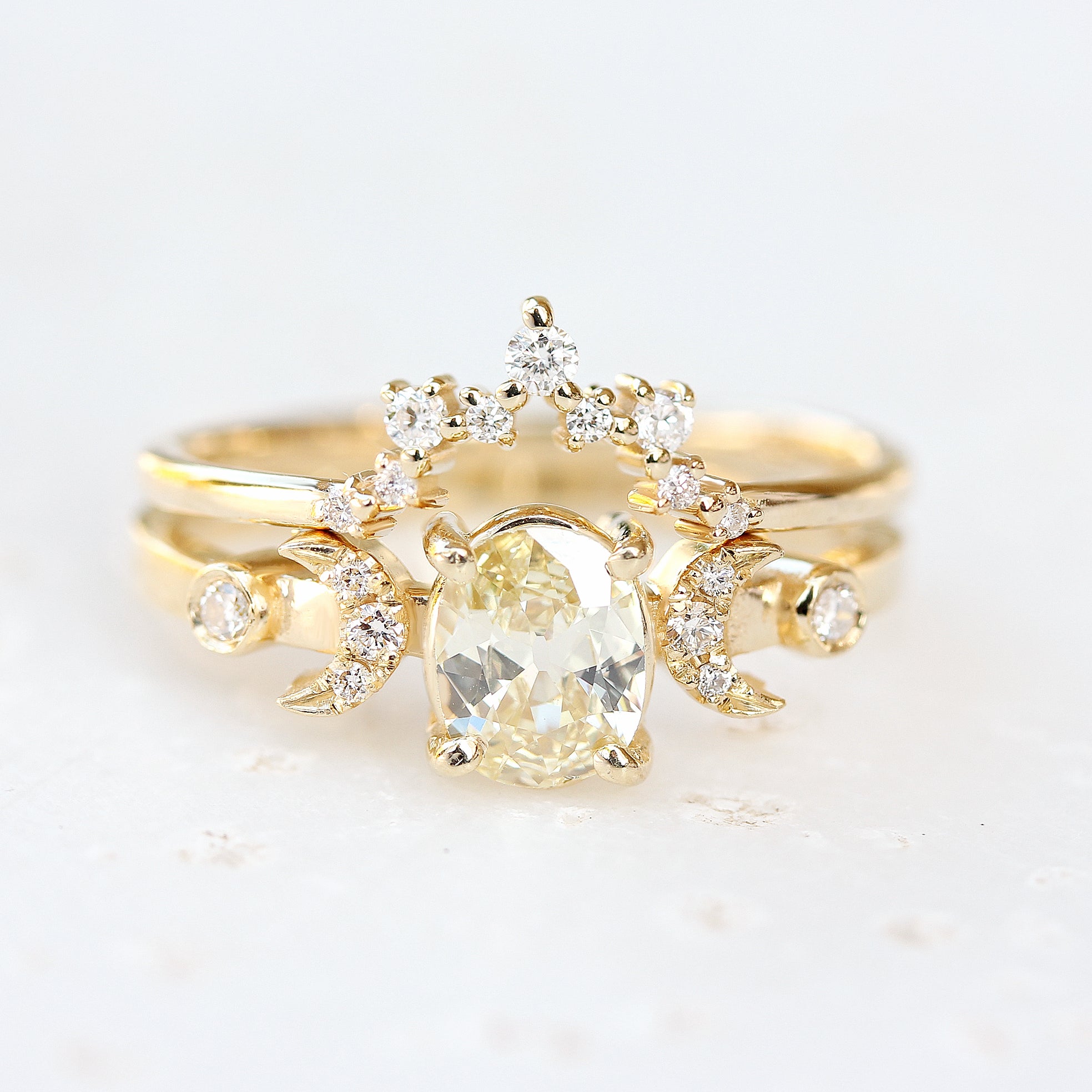 Diamond curved nesting ring , side wedding band - sparkticles - sillyshinydiamonds