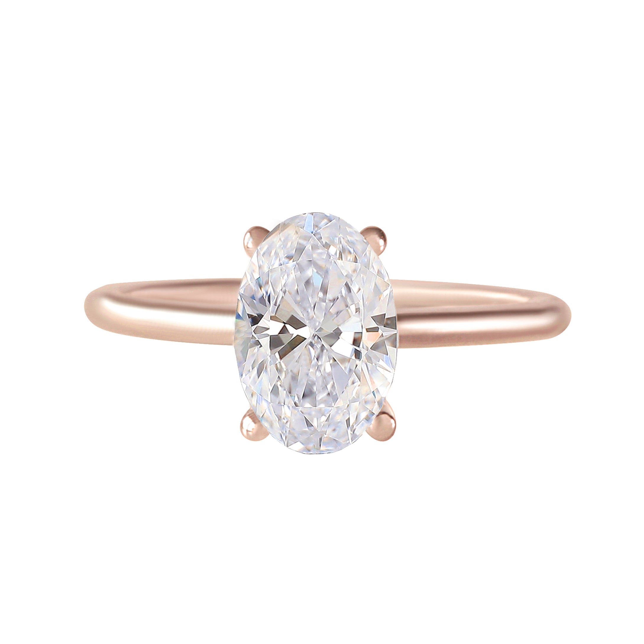 perfect oval diamond ring for woman, rose gold