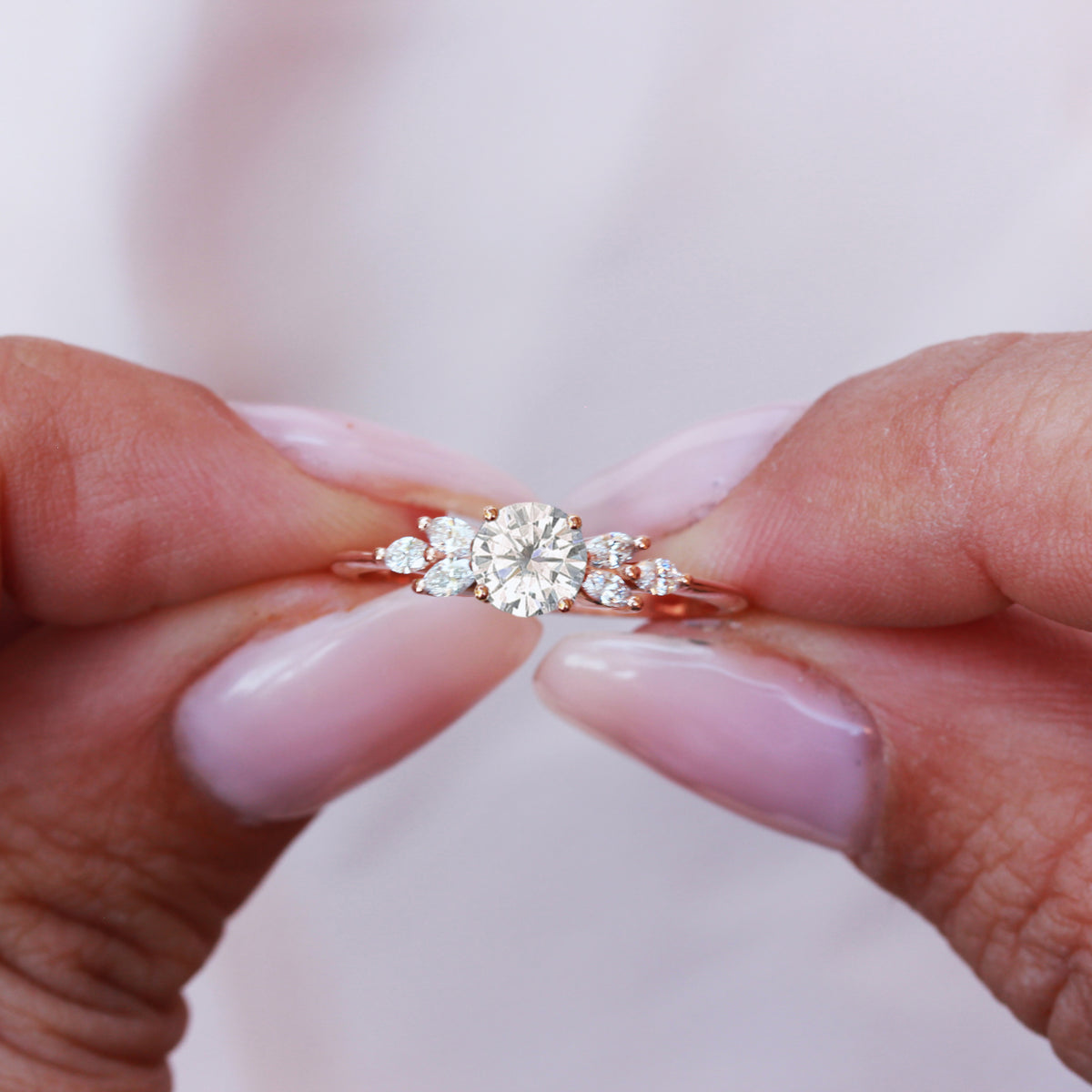Round and marquise diamond engagement ring, "Penelope"