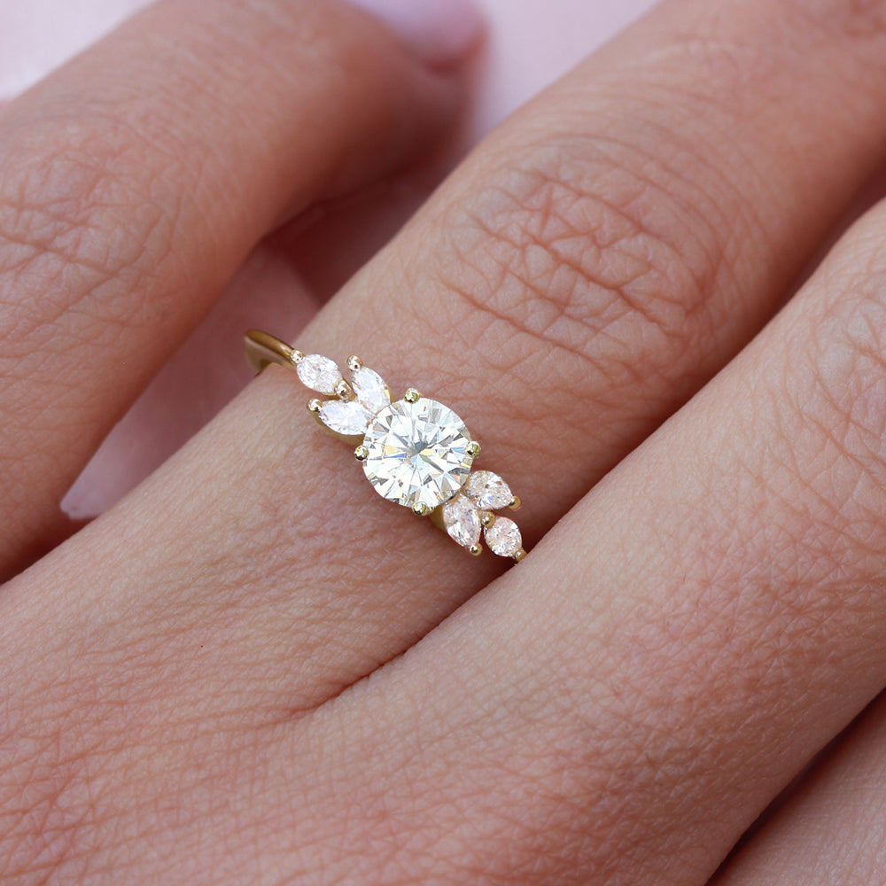 Round and Marquise Diamond Engagement Ring Small, "Penelope"