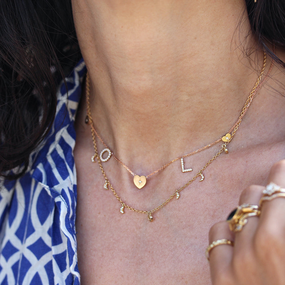 Hearts and Two Initials Pave Diamond Personalized Necklace ...