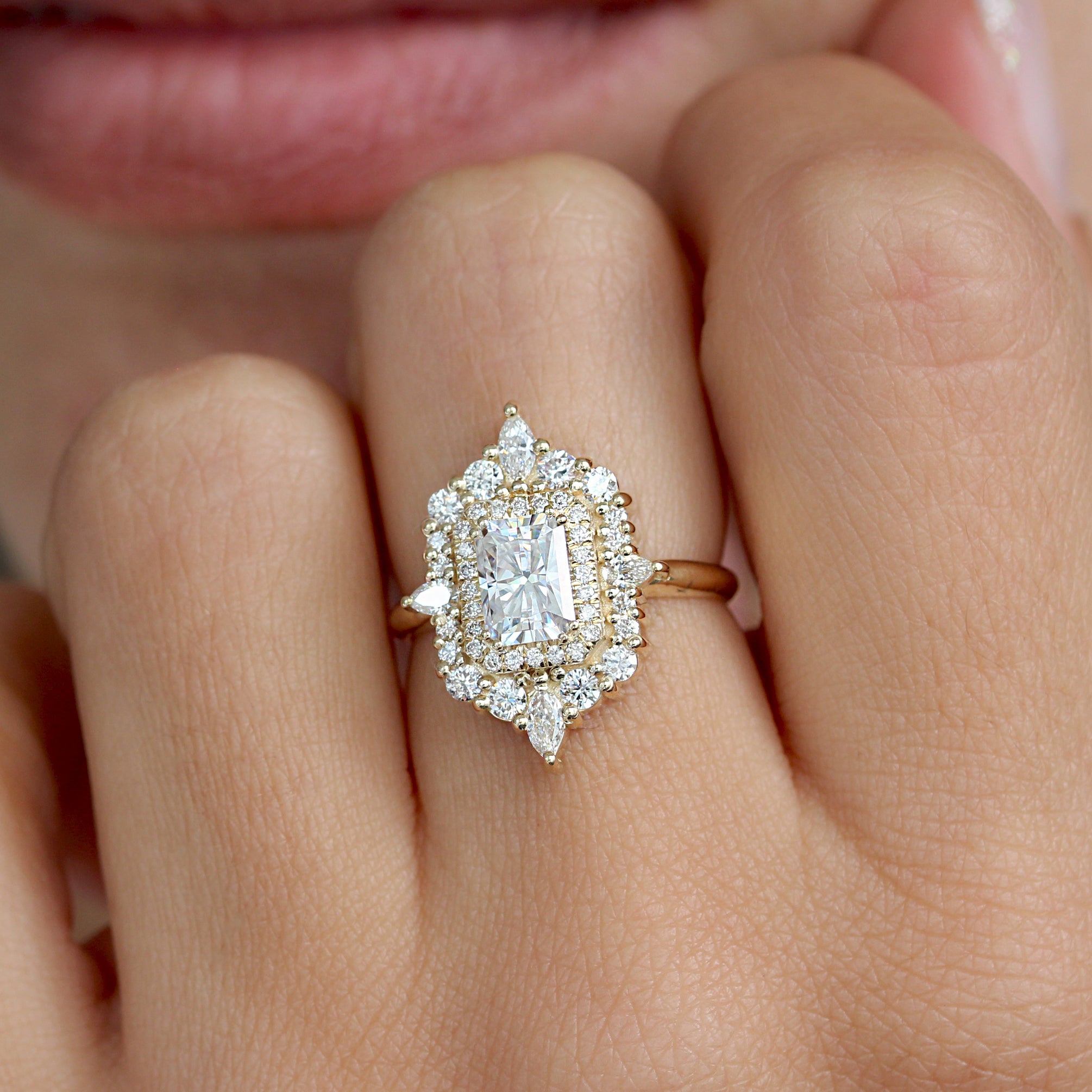 Radiant Cut Double Halo Diamond Engagement Ring "Andy”