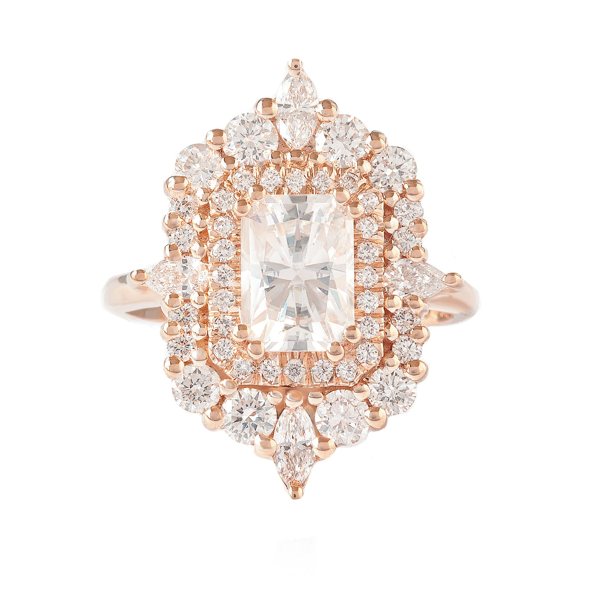 Radiant Cut Double Halo Diamond Engagement Ring "Andy” rose gold
