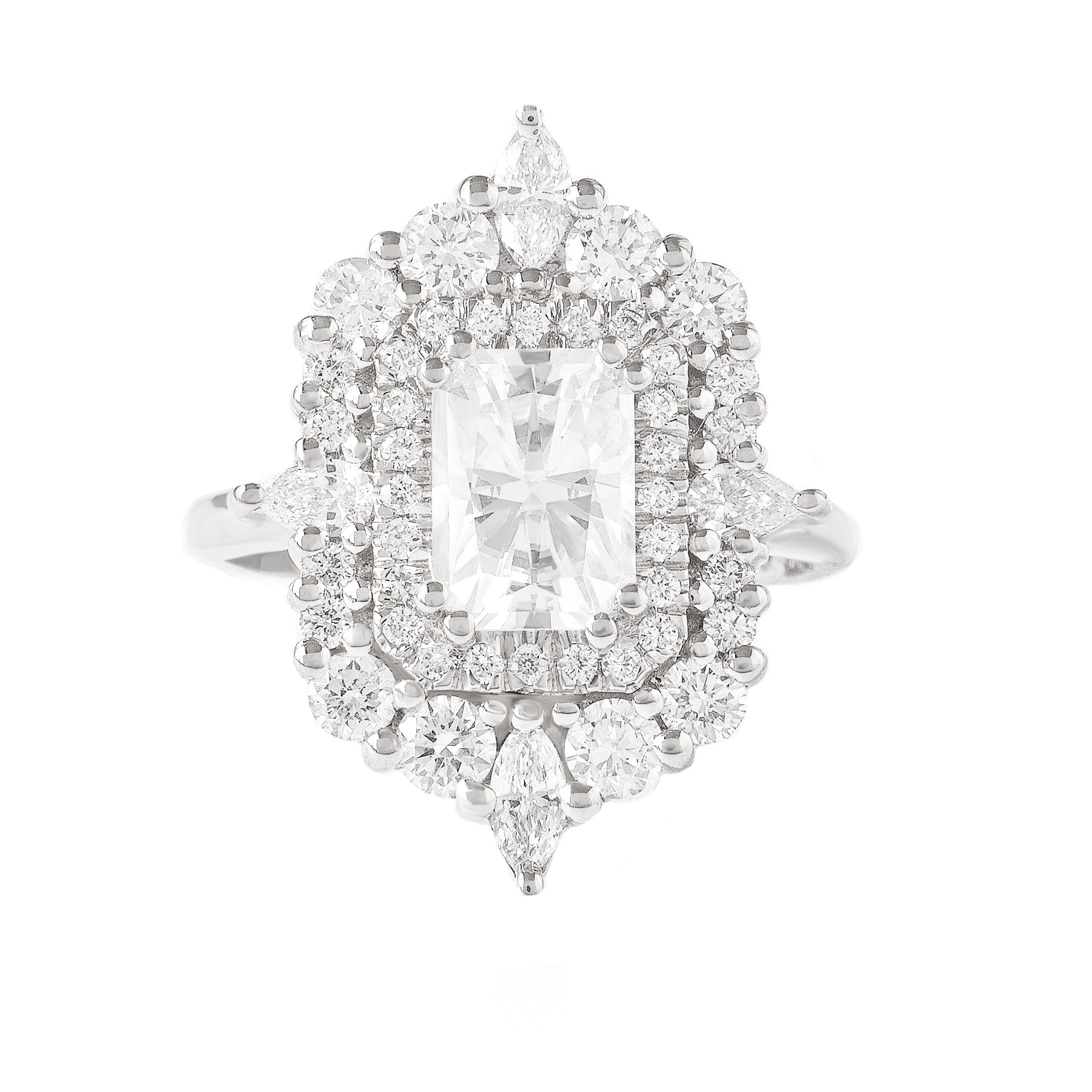 Radiant Cut Double Halo Diamond Engagement Ring "Andy” white gold