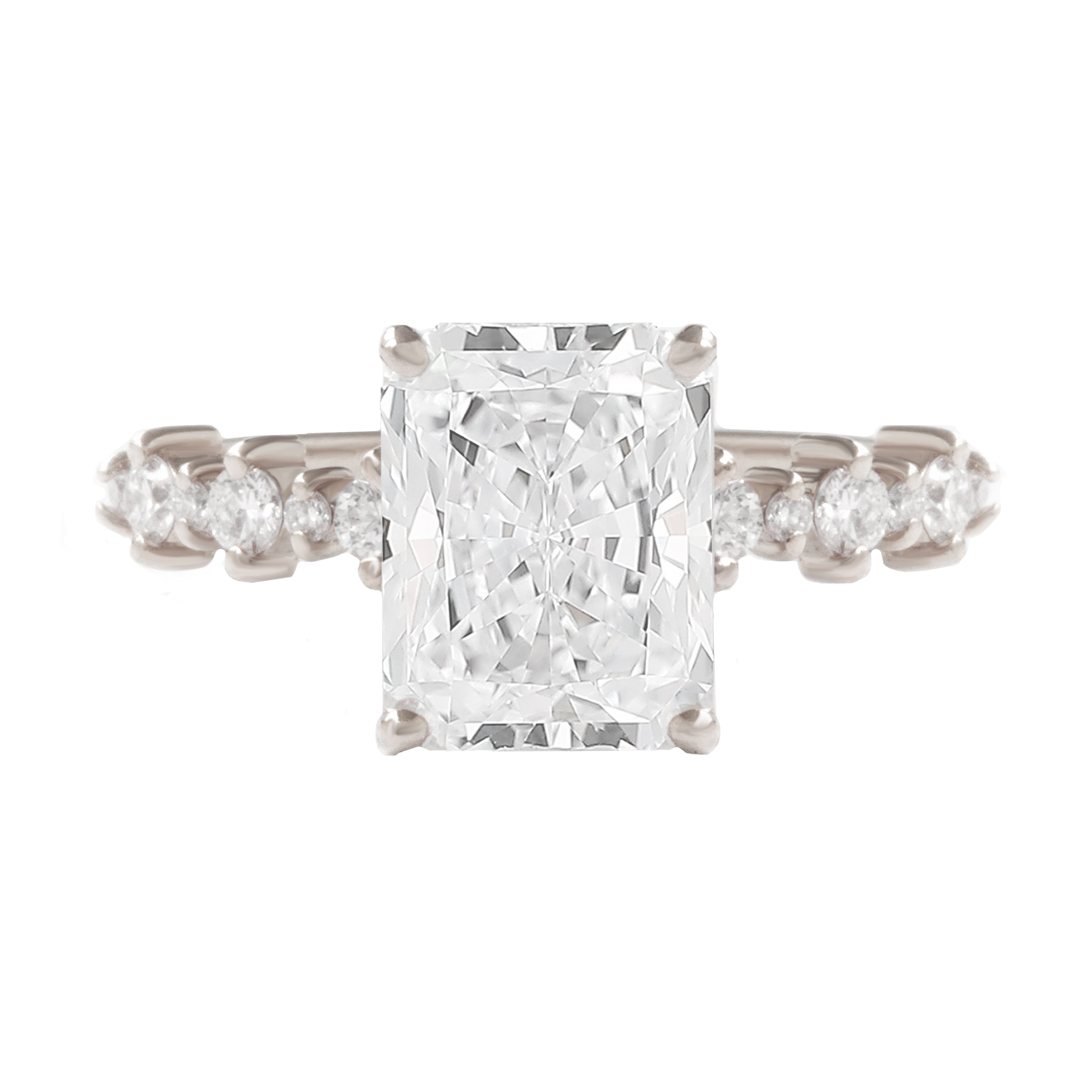 Emerald Cut / Radiant Cut Diamond Dots Band Classic Engagement ring - Margo ♥