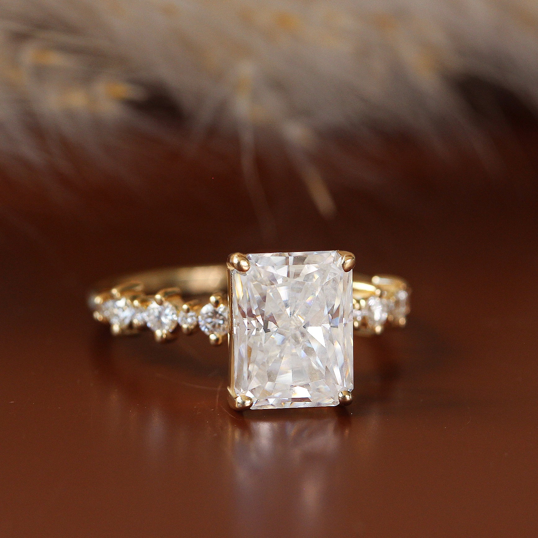 radiant cut lab created engagement ring