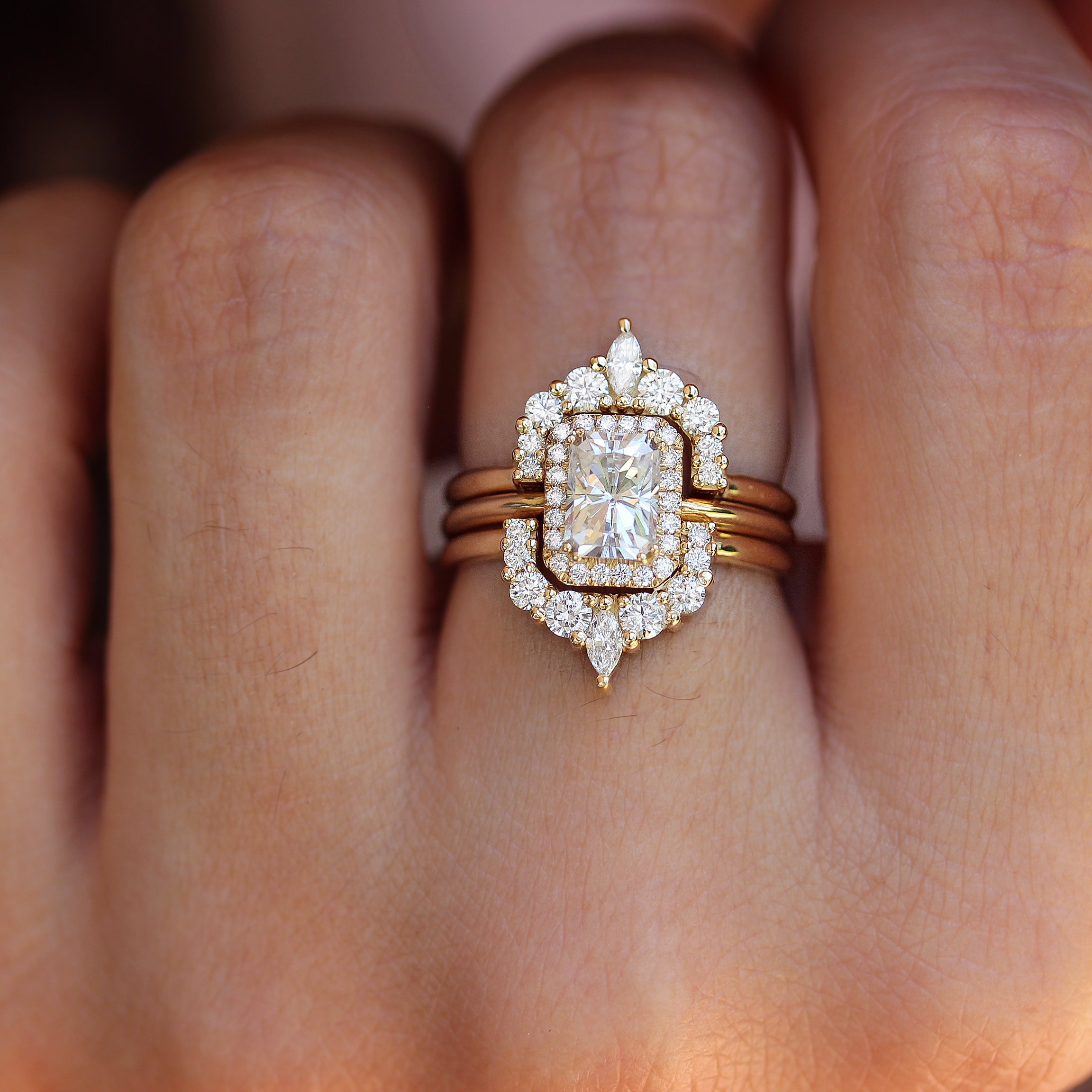 Radiant cut engagement ring with wedding band 60 photos ...