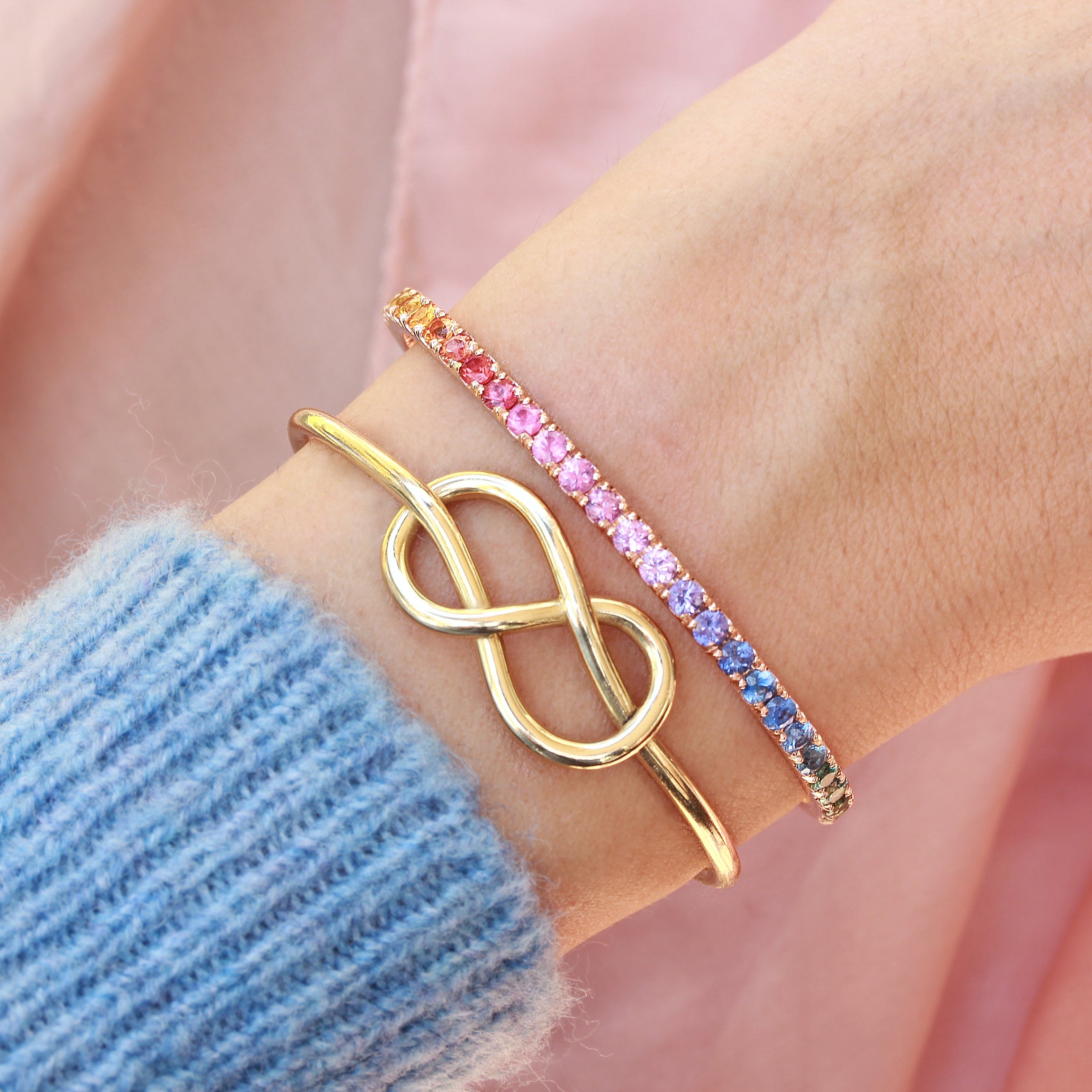 Large Infinity Knot Gold Cuff Bangle