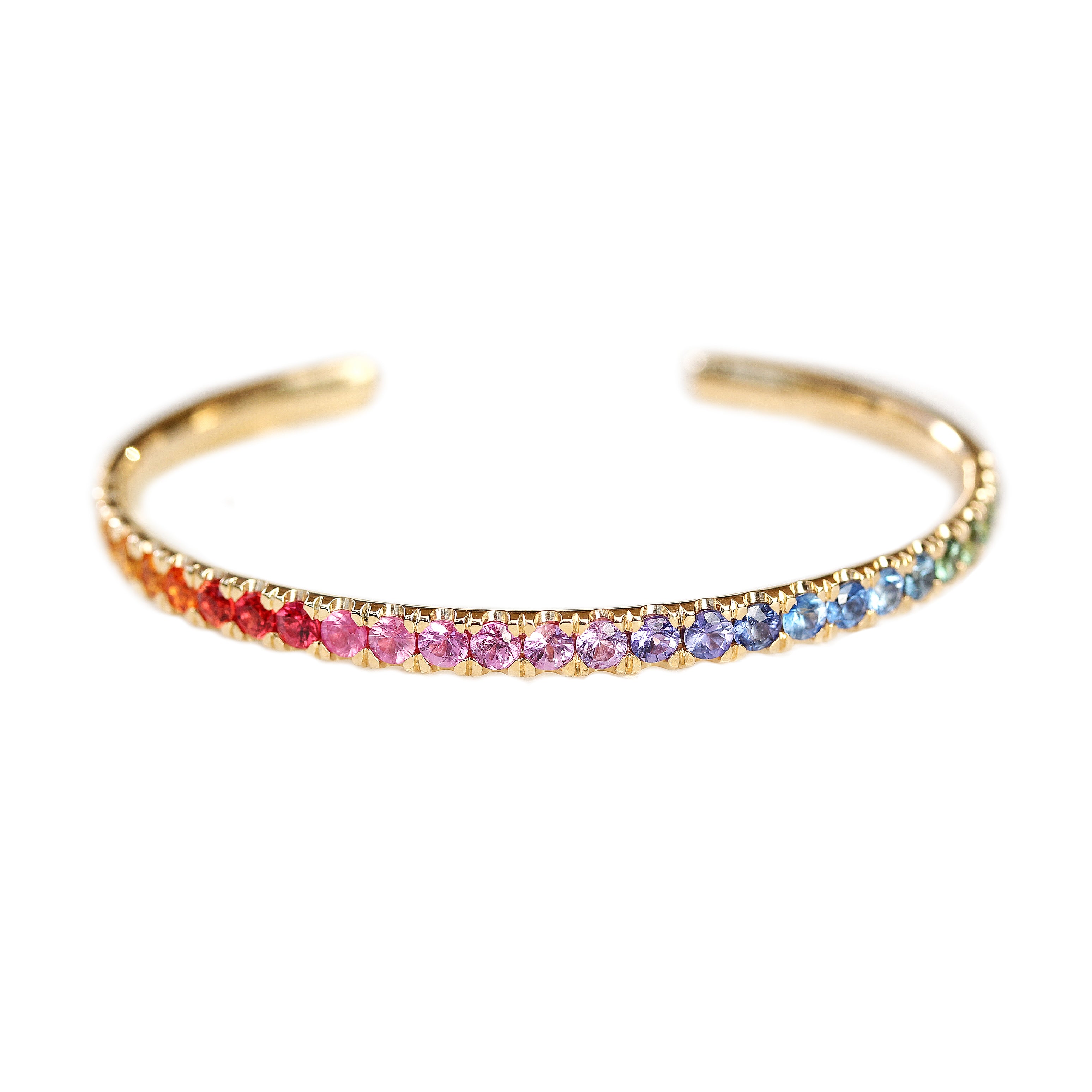 Rainbow cuff Bangle natural sapphire Bracelet