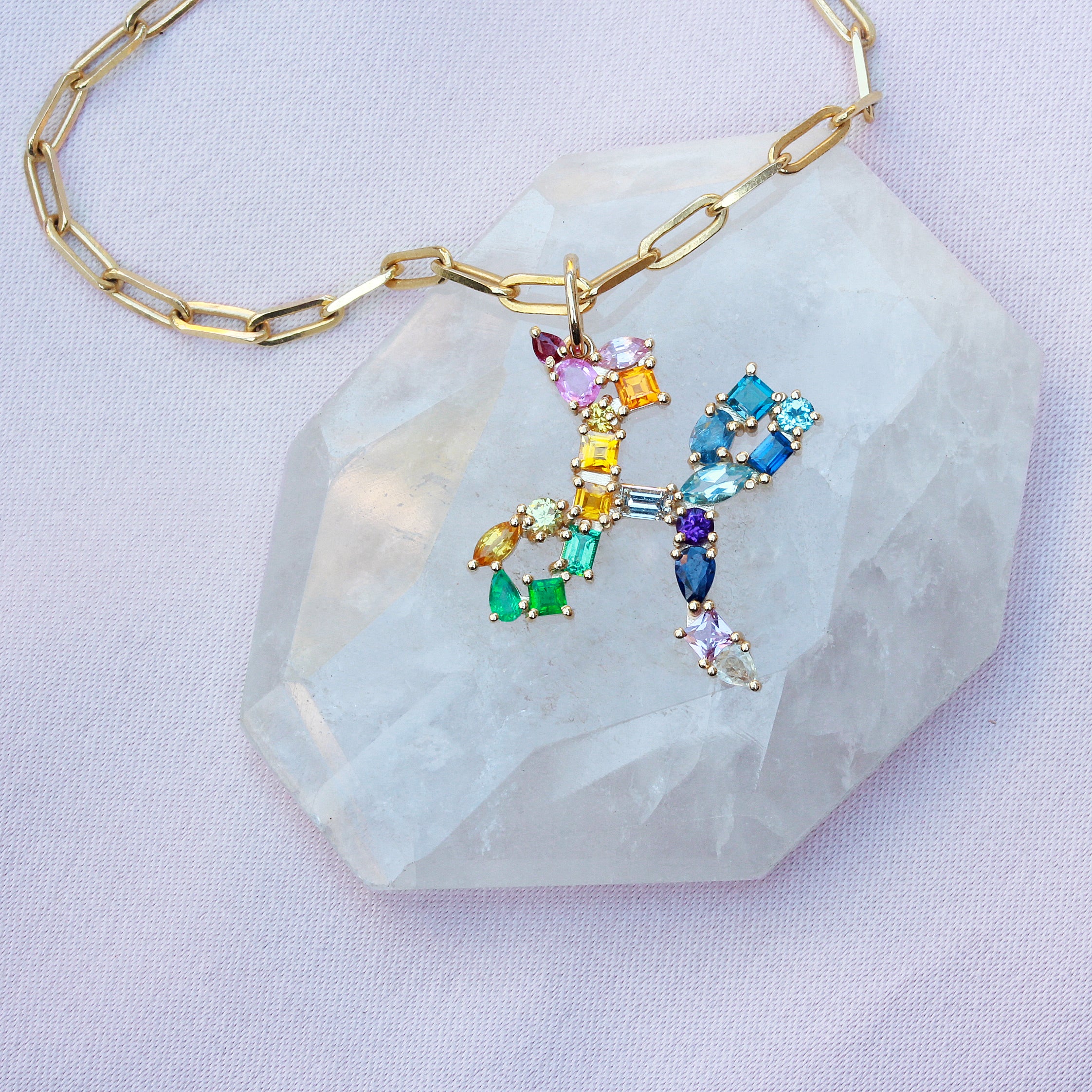 Large Initial Gem Story Initial Personalized Pendant