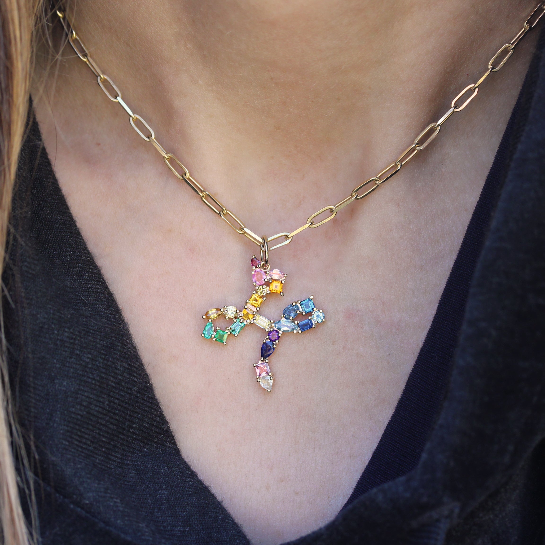 Large Initial Gem Story Initial Personalized Pendant