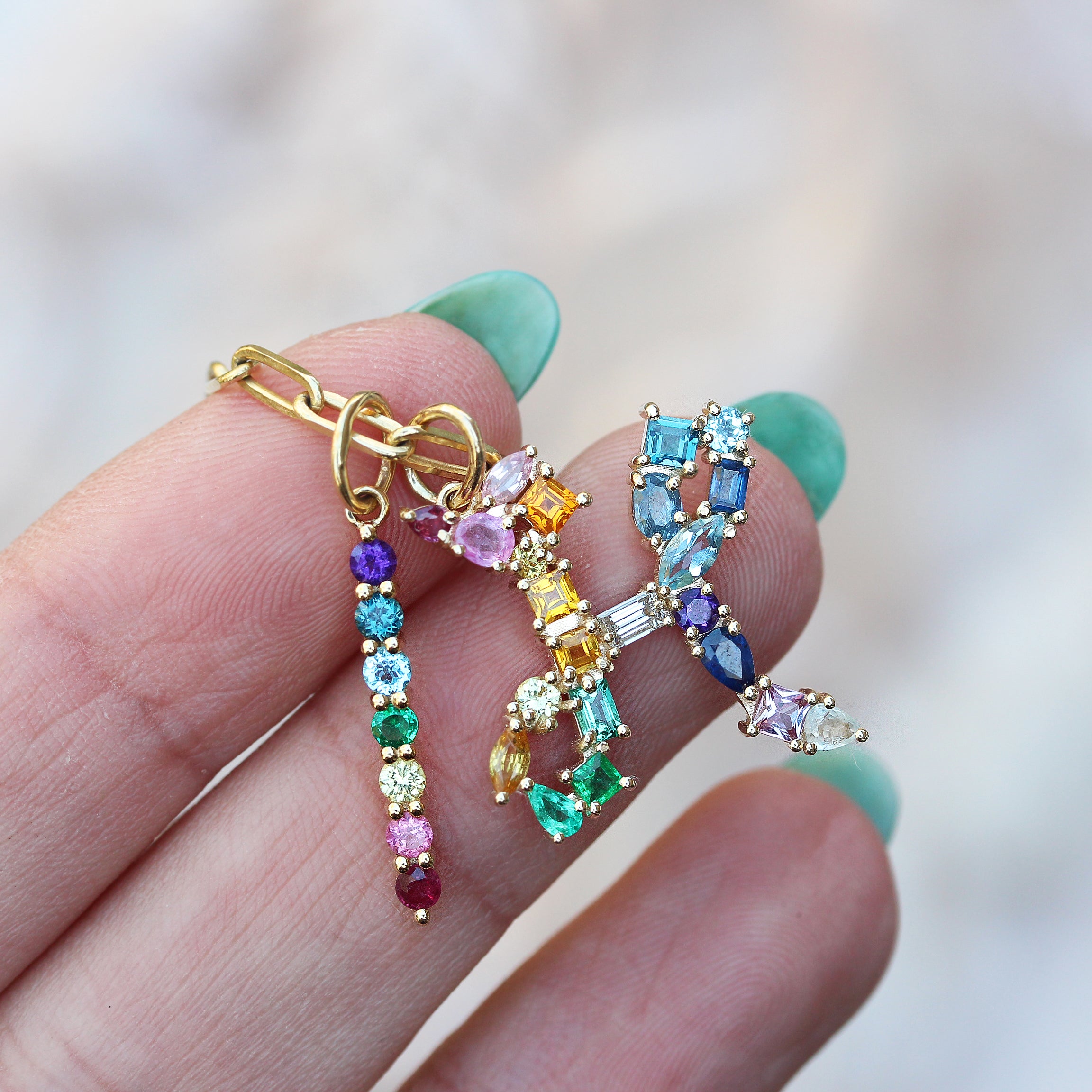 Large Initial Gem Story Initial Personalized Pendant