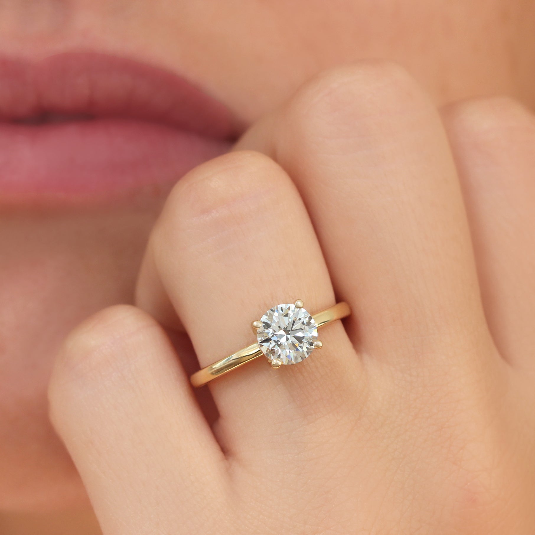Shop 1 carat round cz low set engagement ring in 14k white gold