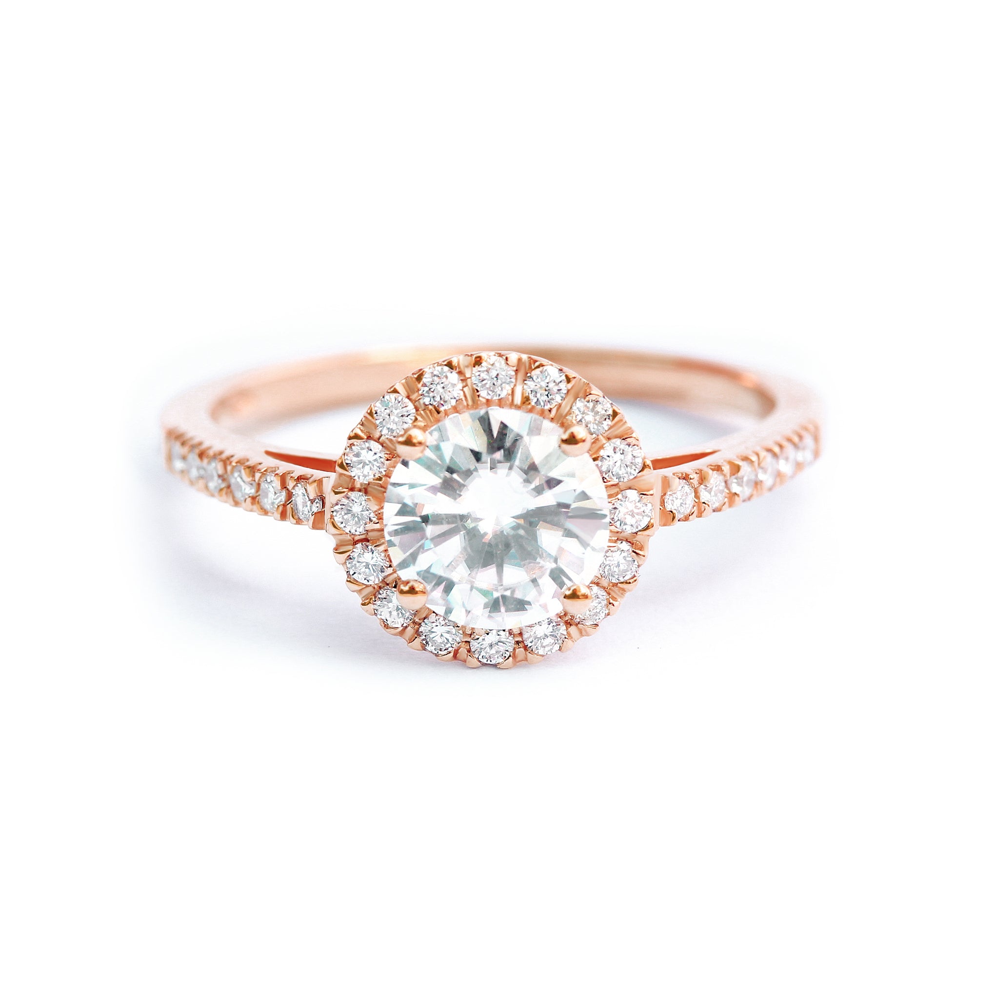 Classic & delicate Round diamond halo engagement ring - "Lady" ♥