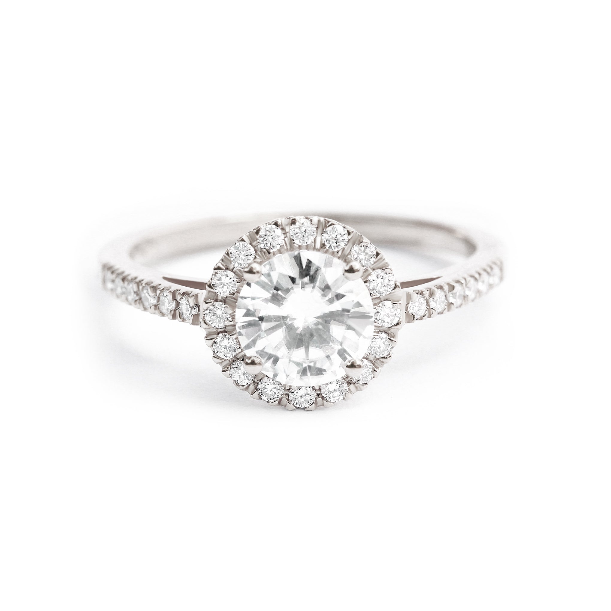 Classic & delicate Round diamond halo engagement ring - "Lady" ♥