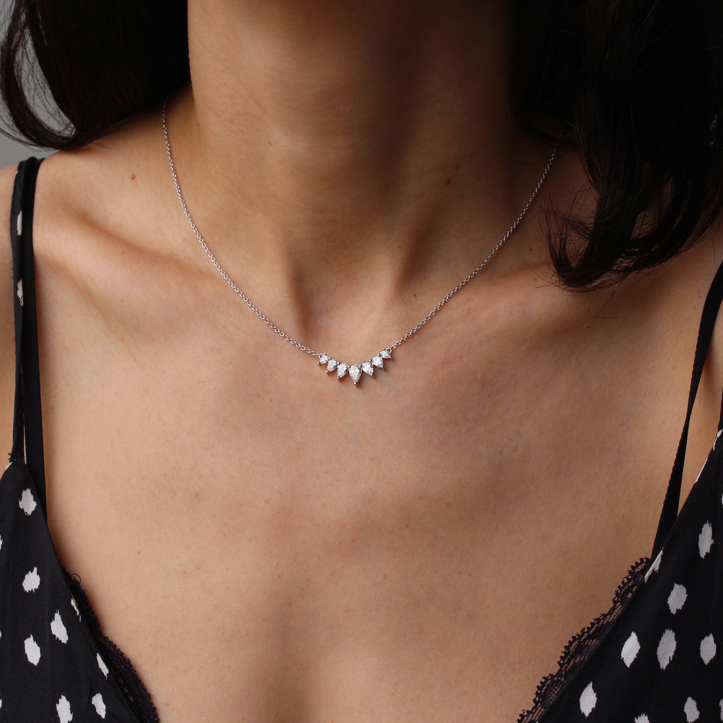 Seven of Wands - Seven Pear Diamond Necklace - sillyshinydiamonds